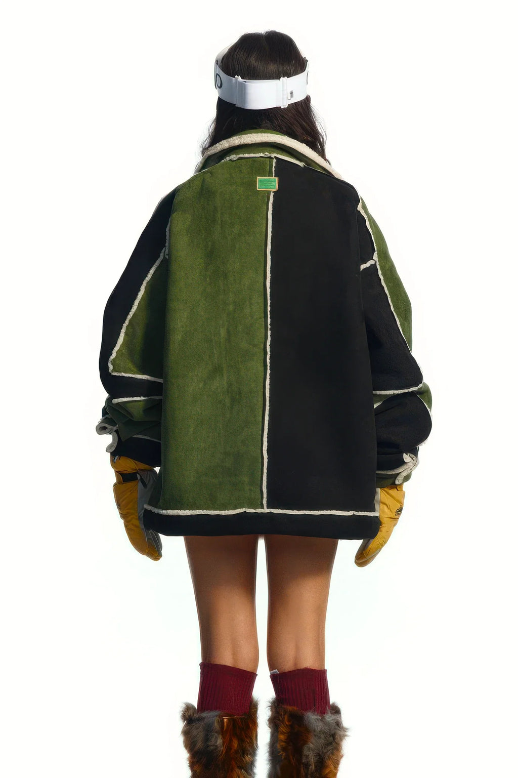 4inme | Floral Embroidery Sherpa Jacket