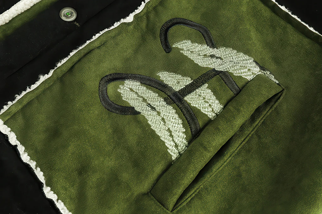 4inme | Floral Embroidery Sherpa Jacket