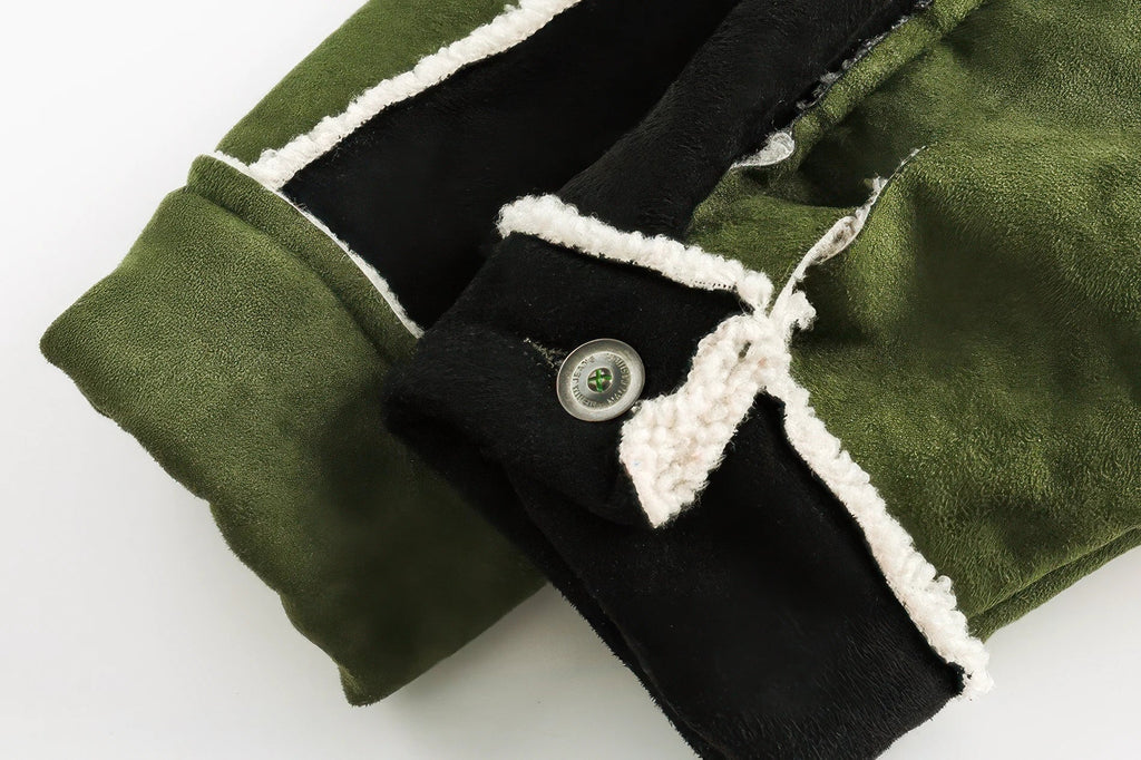4inme | Floral Embroidery Sherpa Jacket