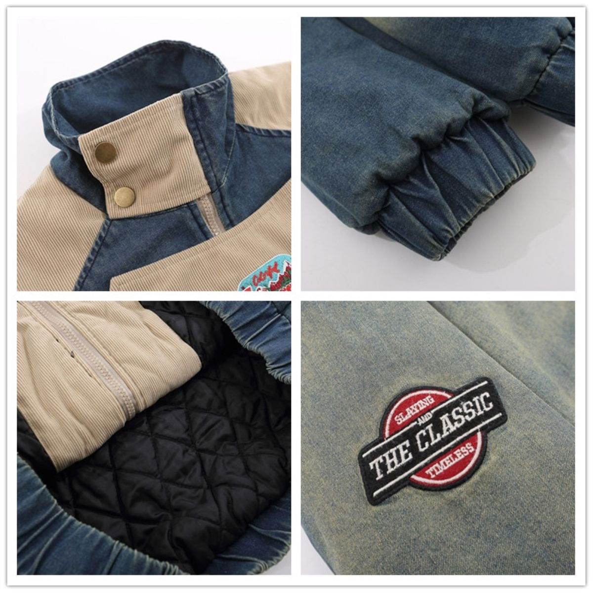 4inme | Vintage Embroidered Padded Denim Jacket