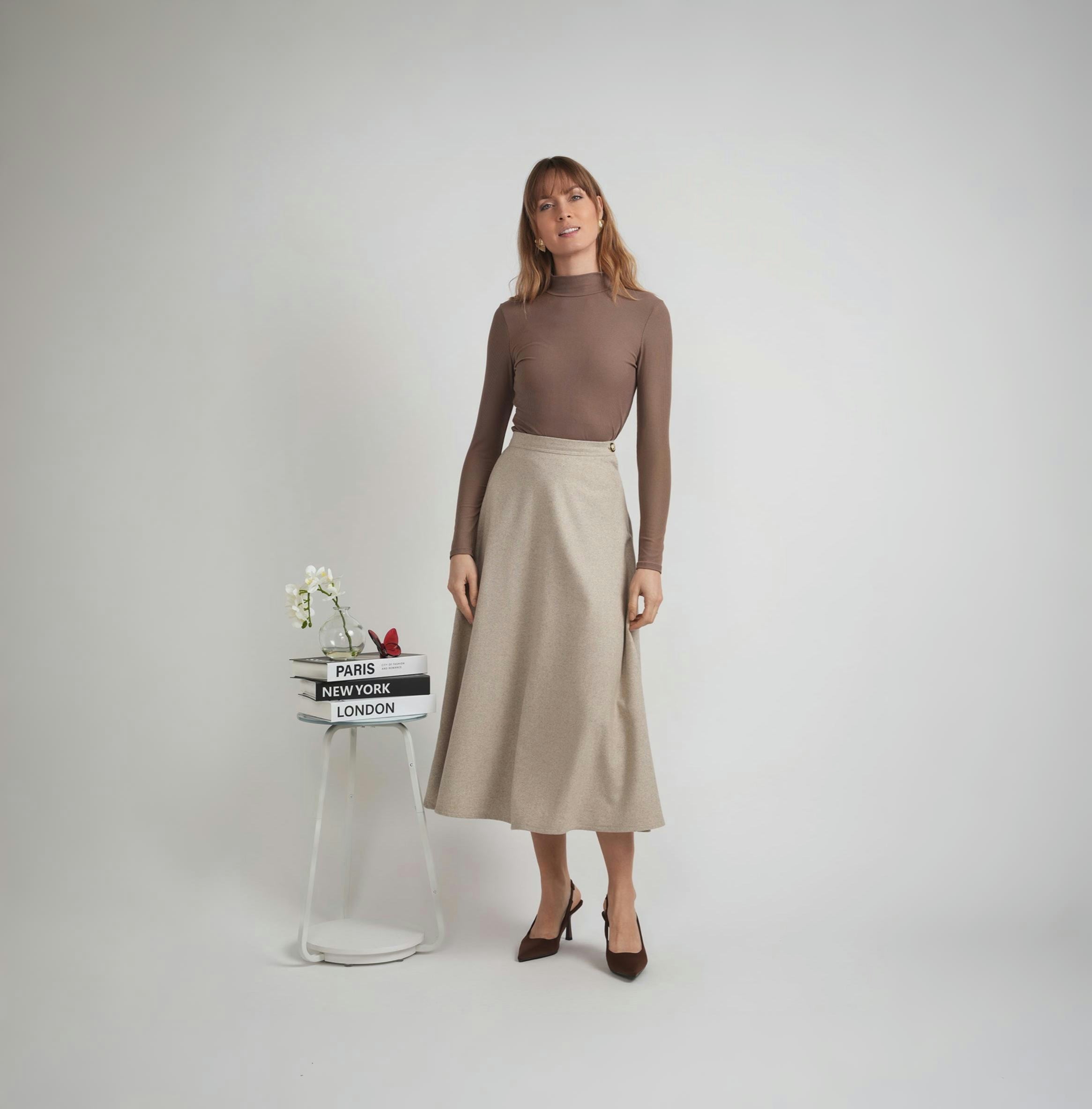 Hush.Shop | Women's Wool & Cotton Midi Skirt