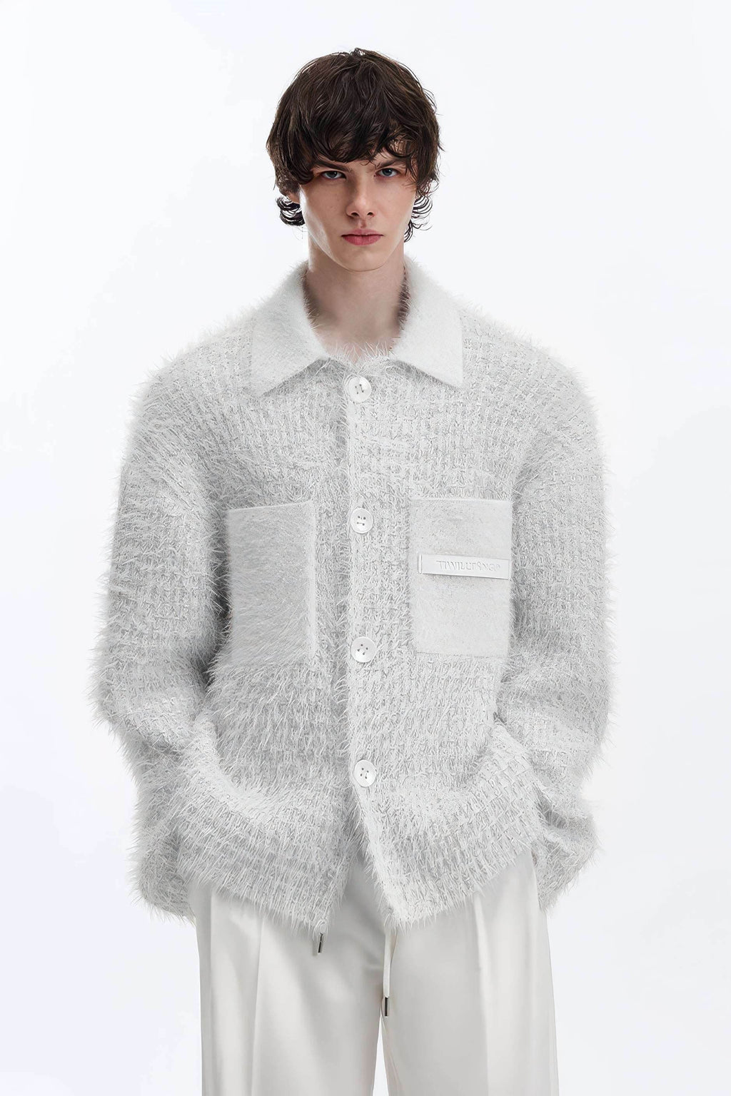 4inme | Men's White Knit Cardigan