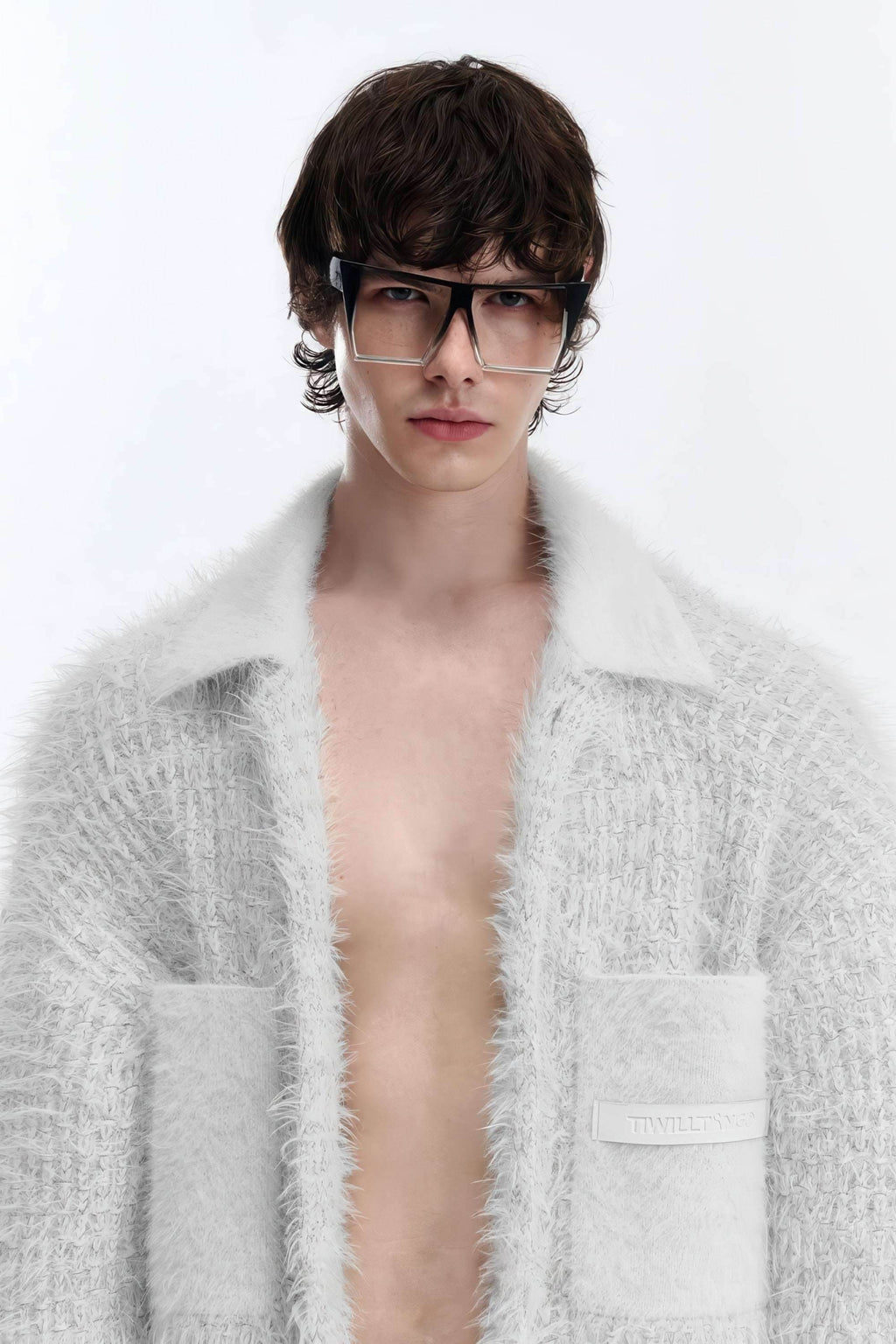 4inme | Men's White Knit Cardigan