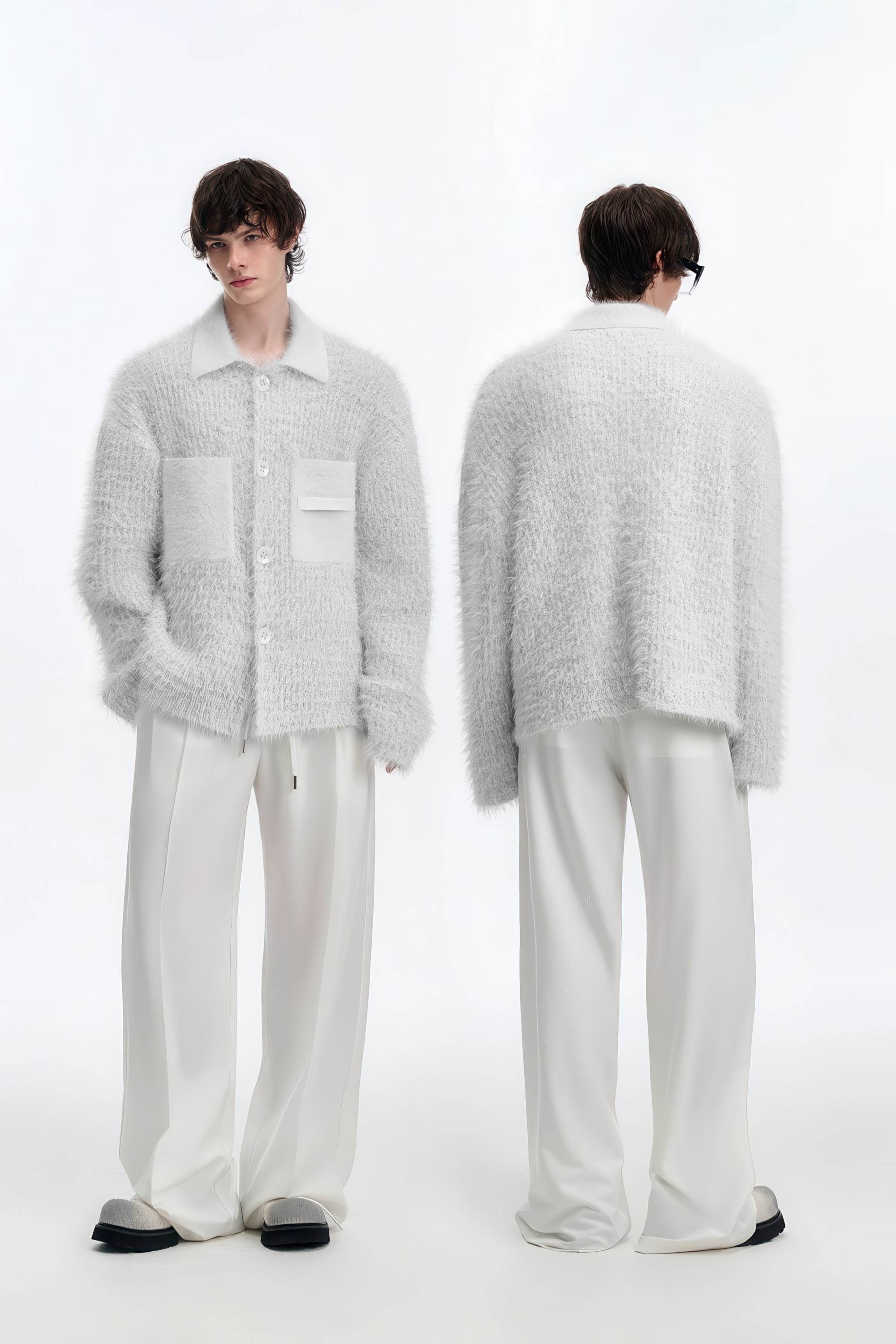 4inme | Men's White Knit Cardigan