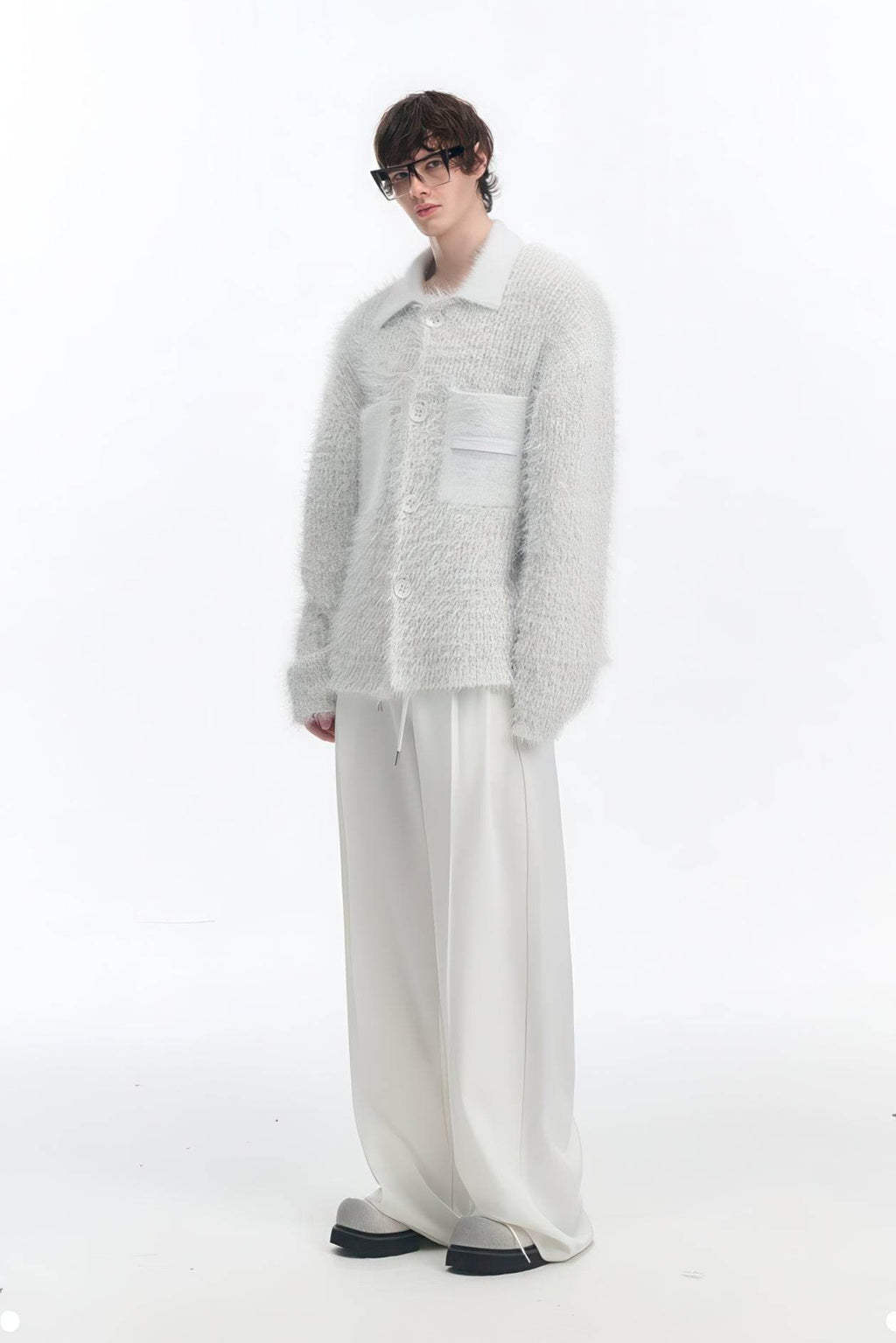 4inme | Men's White Knit Cardigan