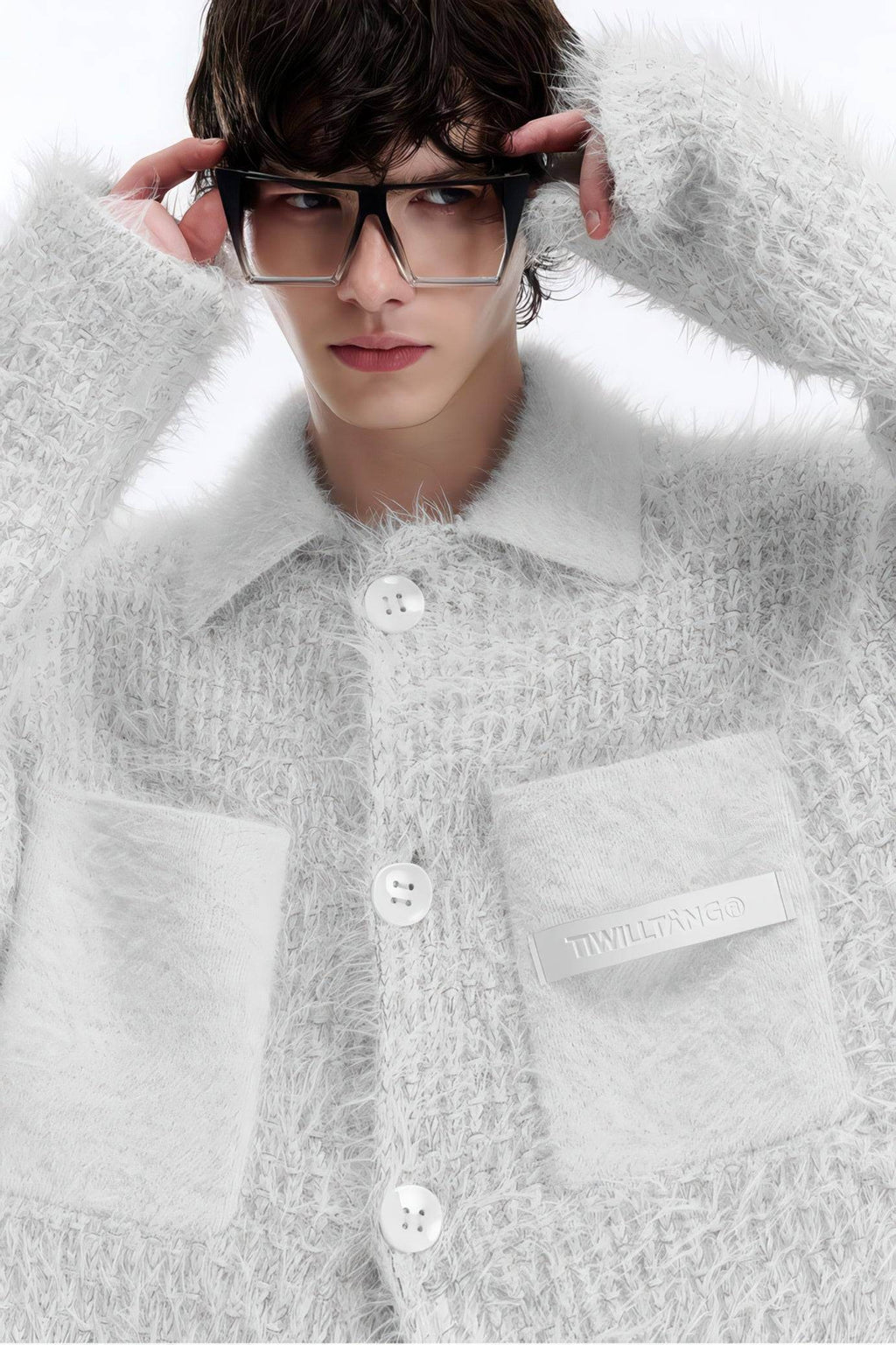 4inme | Men's White Knit Cardigan