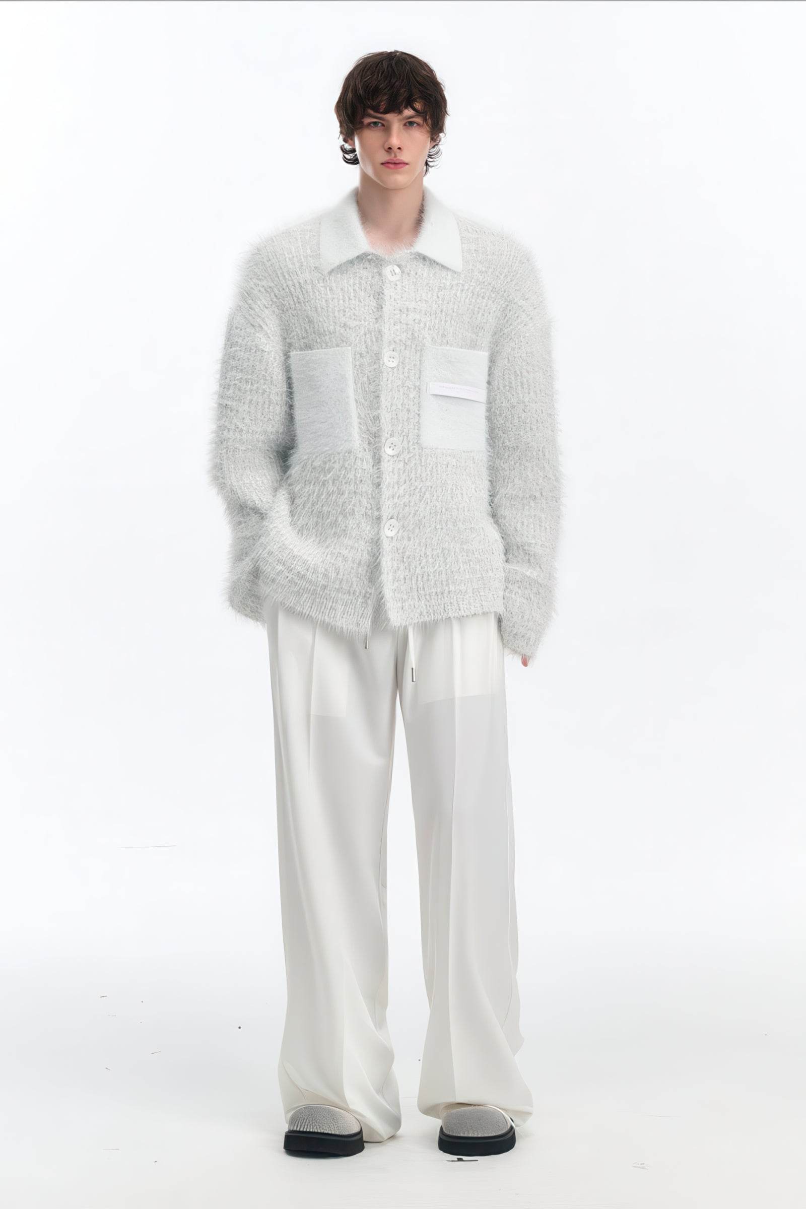 4inme | Men's White Knit Cardigan