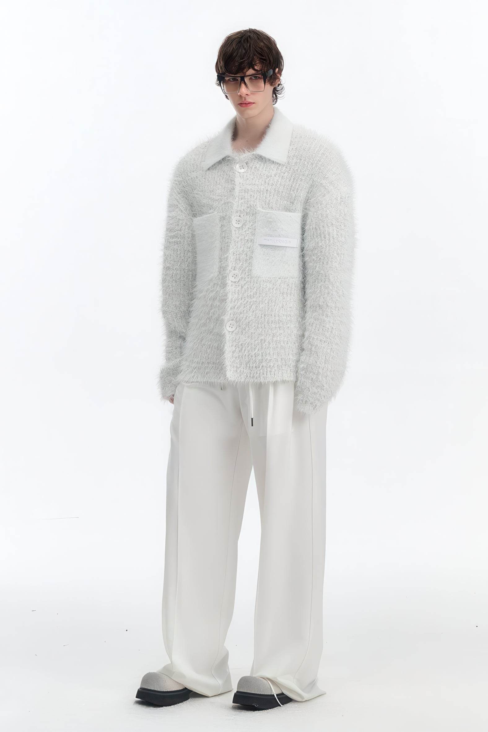 4inme | Men's White Knit Cardigan