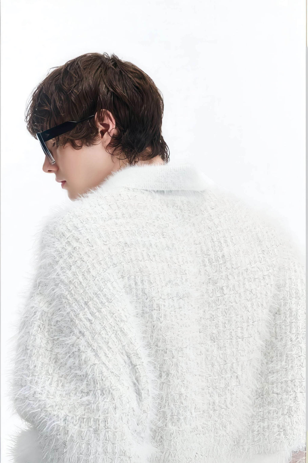 4inme | Men's White Knit Cardigan