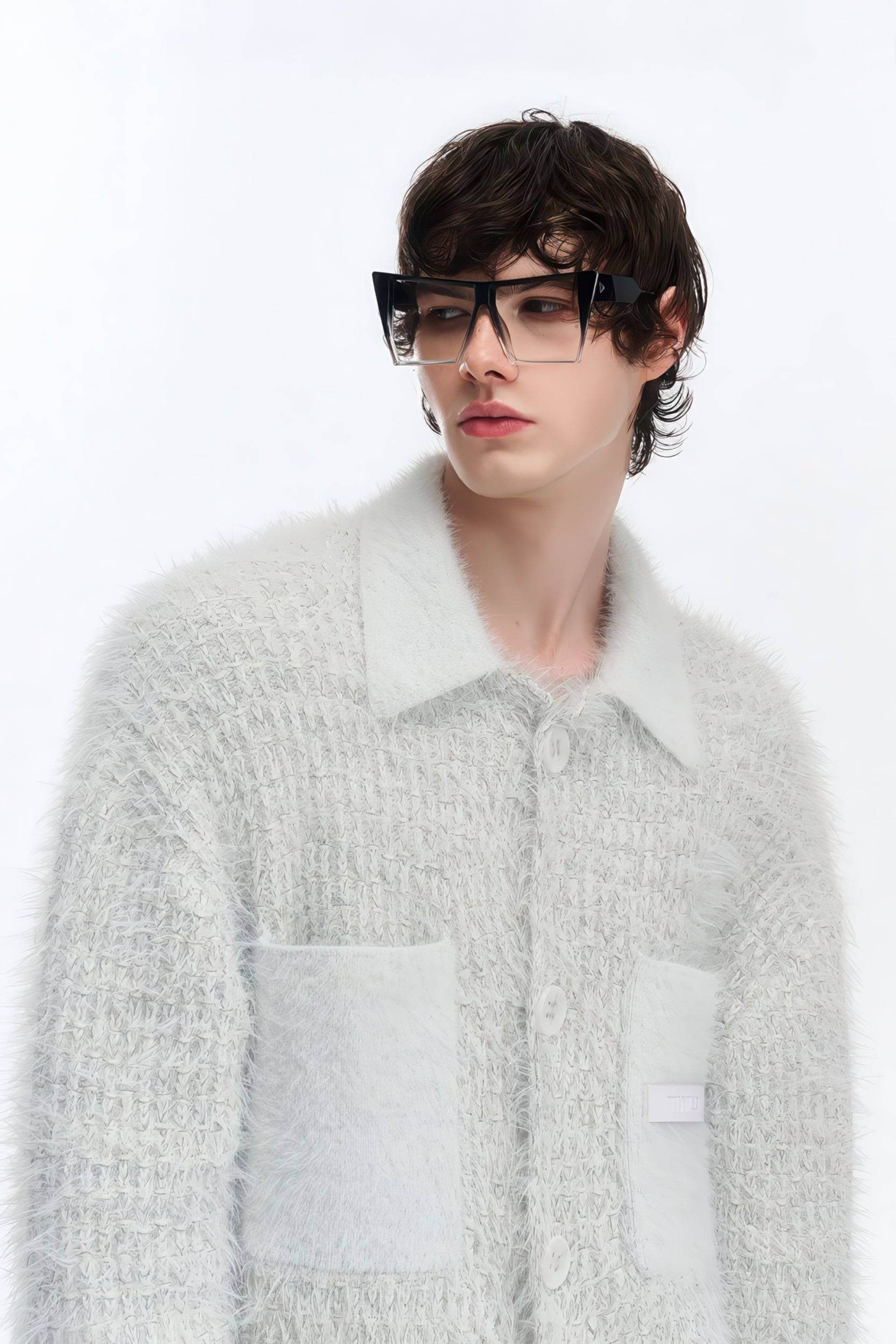 4inme | Men's White Knit Cardigan
