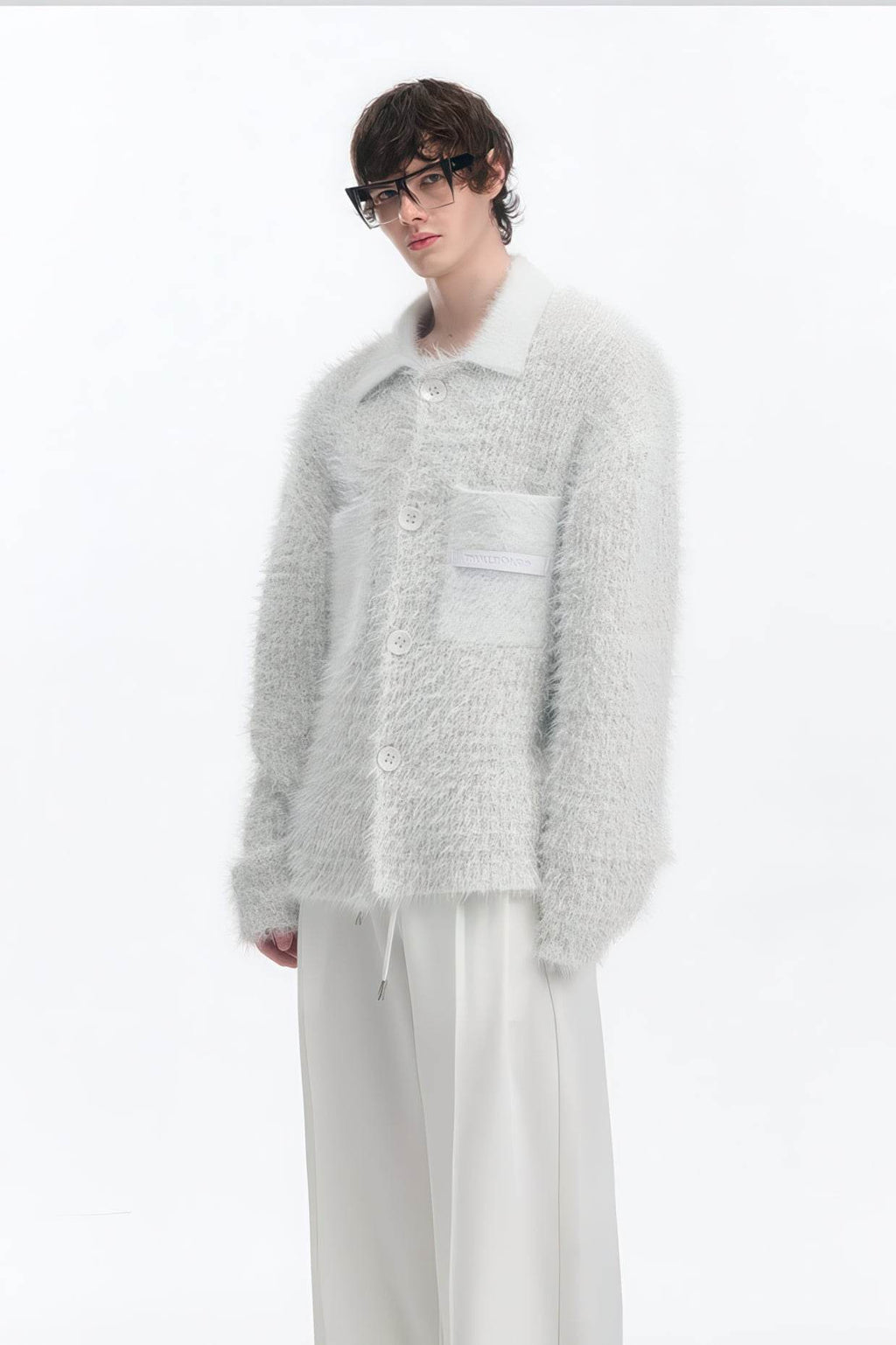 4inme | Men's White Knit Cardigan