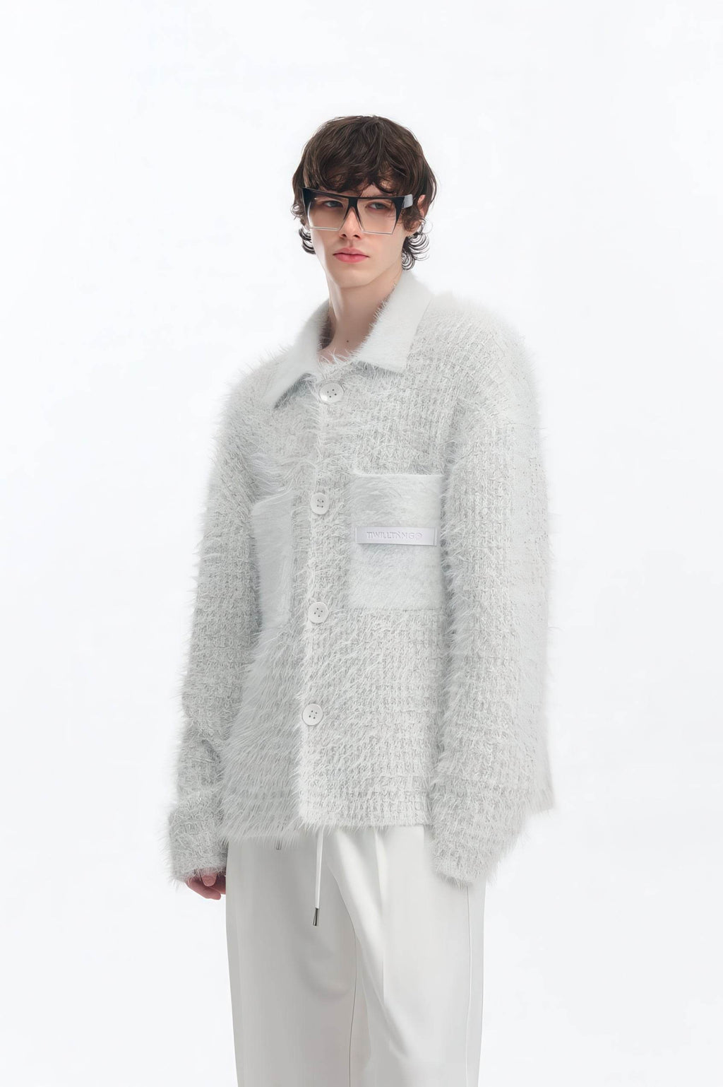 4inme | Men's White Knit Cardigan