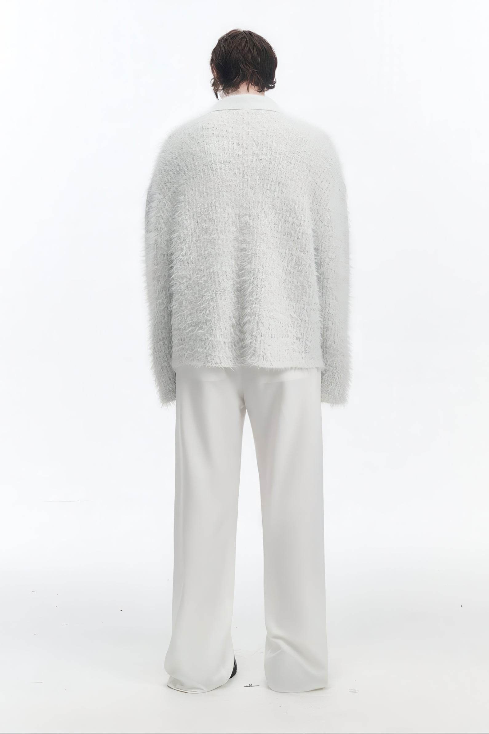 4inme | Men's White Knit Cardigan