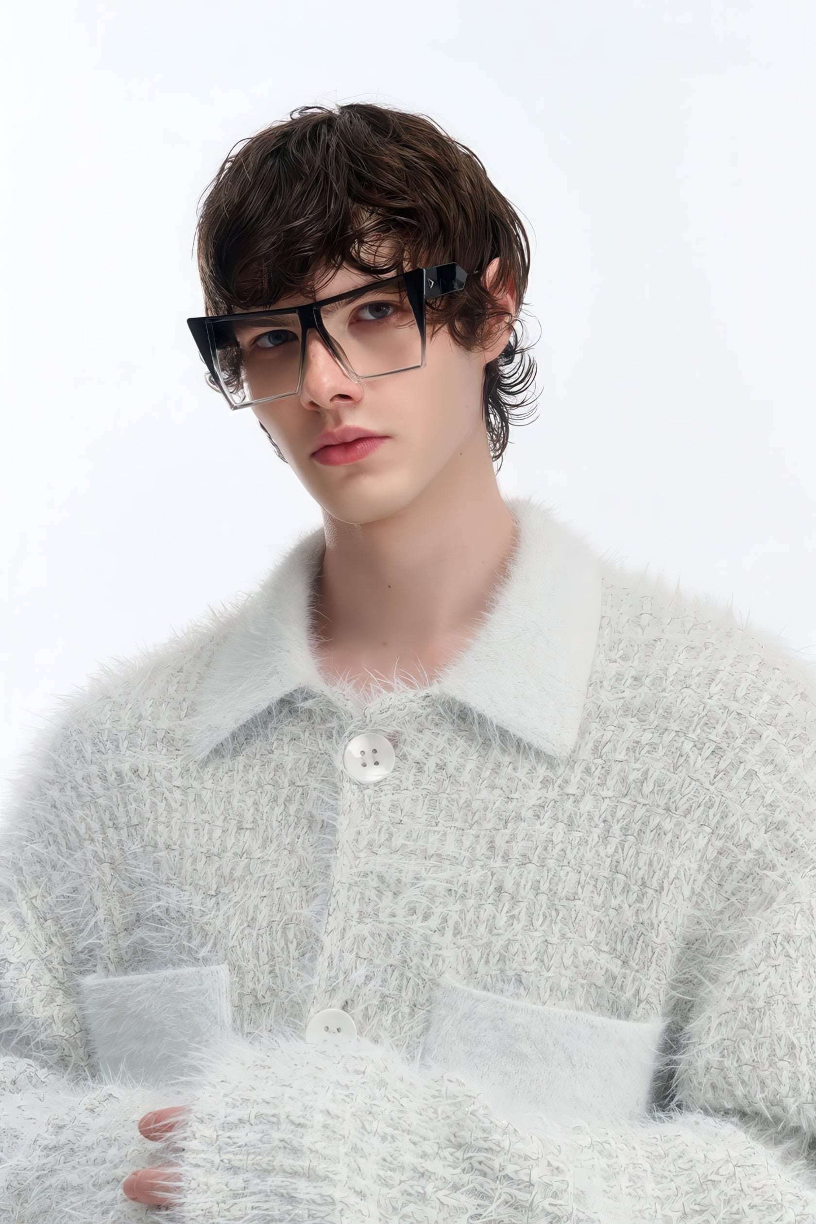 4inme | Men's White Knit Cardigan
