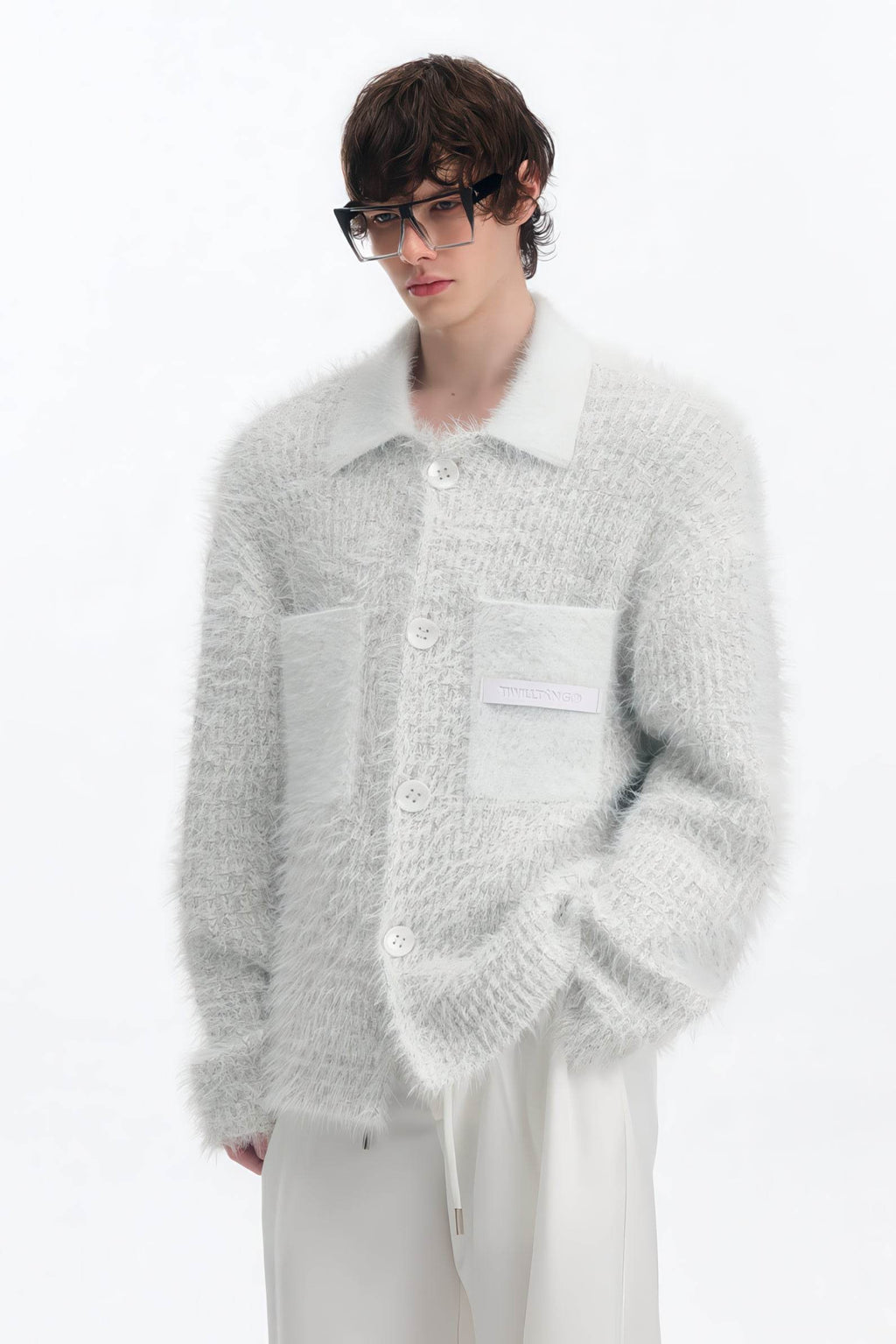 4inme | Men's White Knit Cardigan