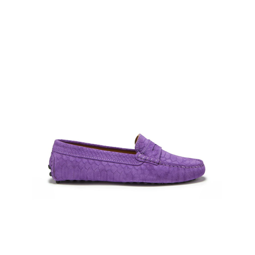 Hugs & Co. | Women's Embossed Purple Penny Driving Loafers