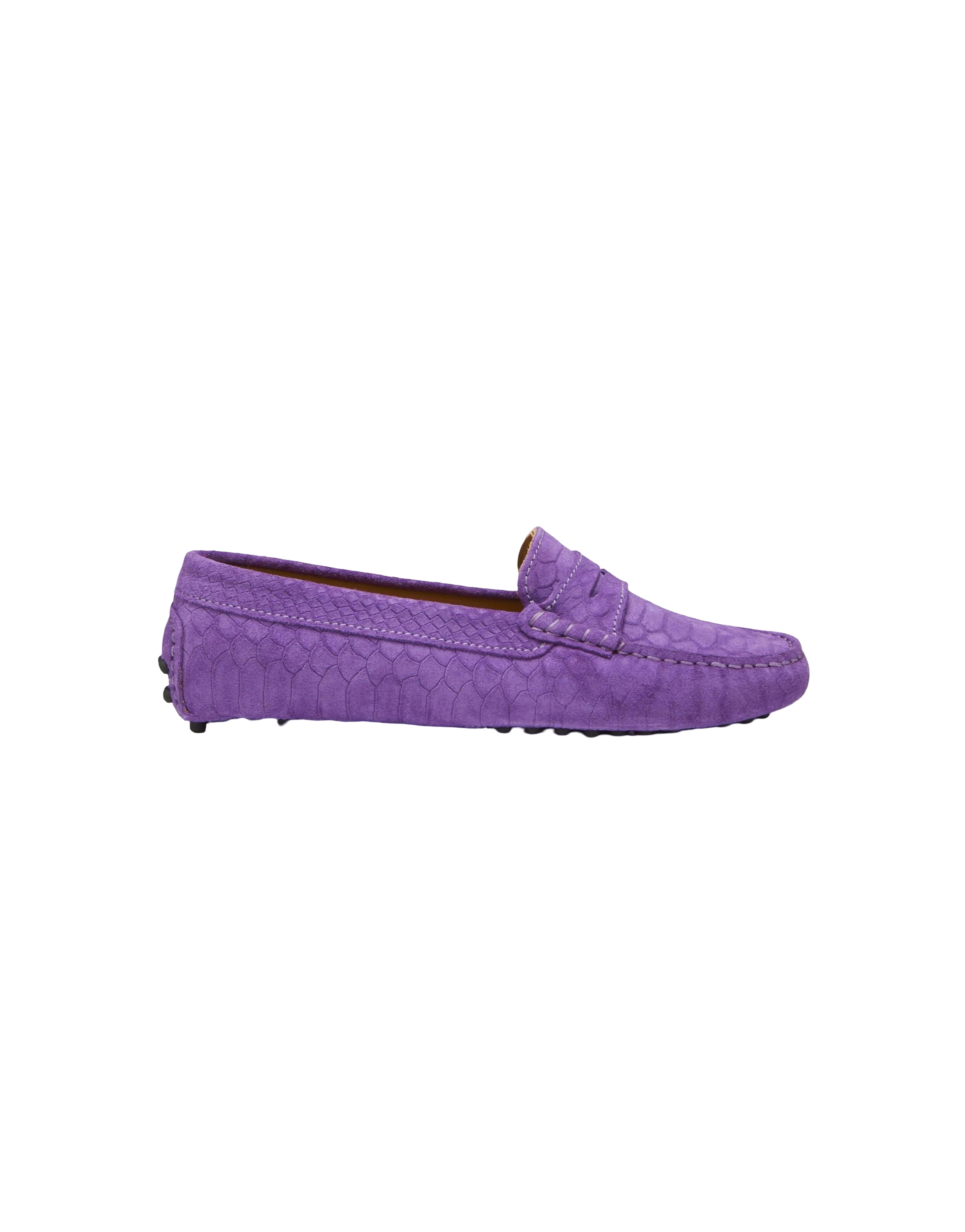 Hugs & Co. | Women's Embossed Purple Penny Driving Loafers