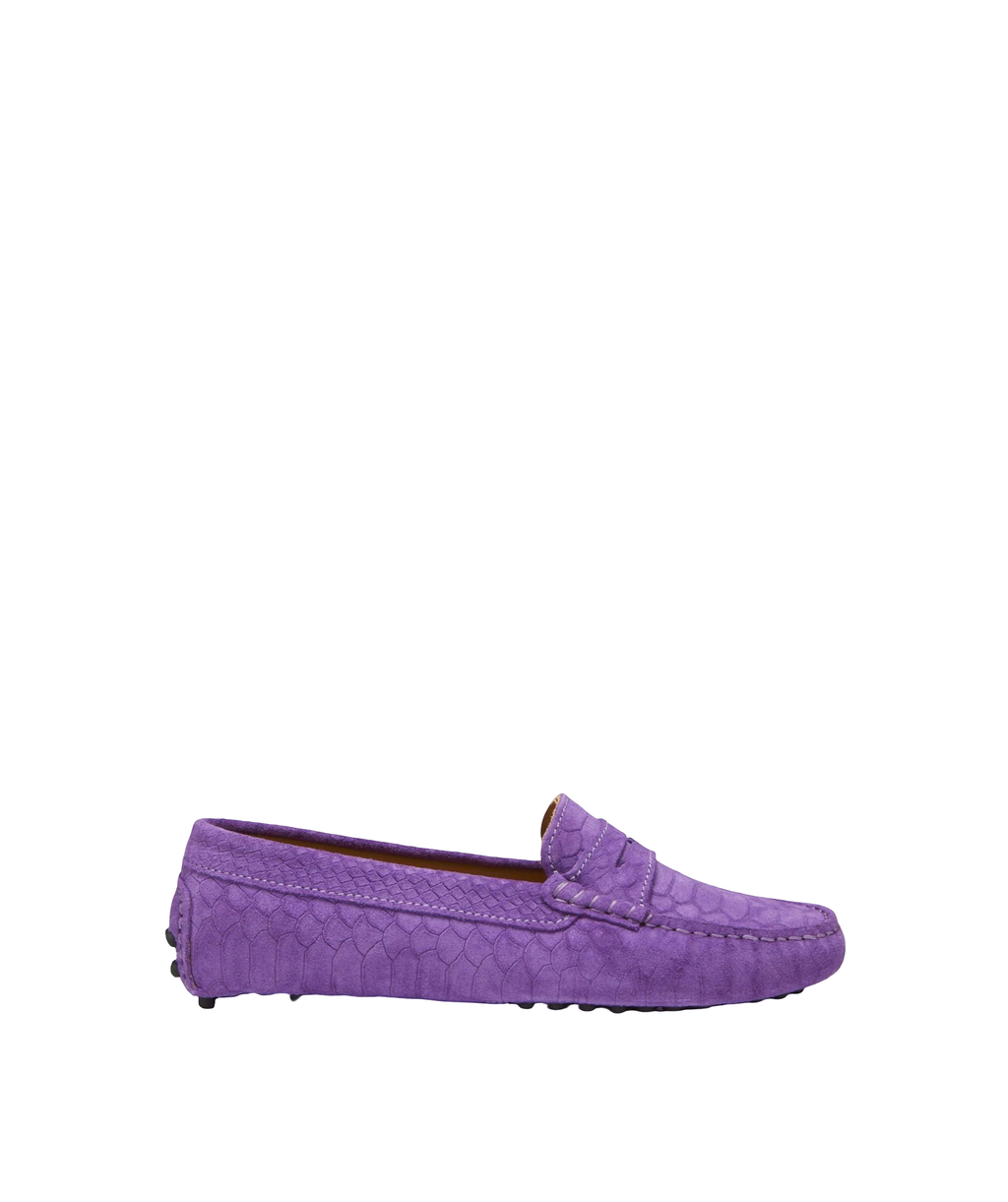 Hugs & Co. | Women's Embossed Purple Penny Driving Loafers