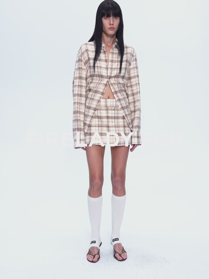 FIRELADY FUR | Women's Plaid Linen Two-Piece Set