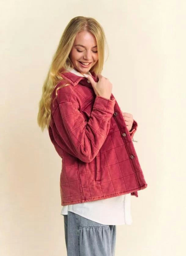 Davi & Dani | Women's Quilted Cotton Shacket w/ Chest Pockets