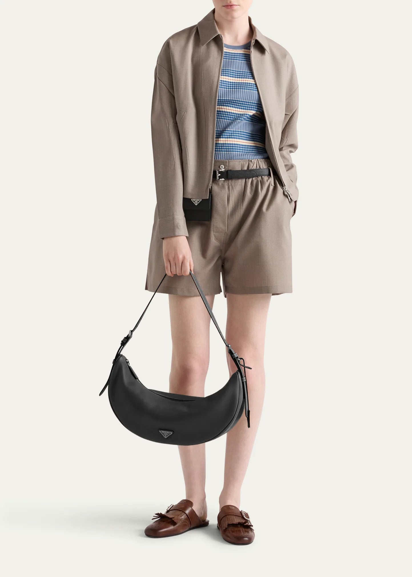 Prada | Women's Black Crescent Shoulder Bag