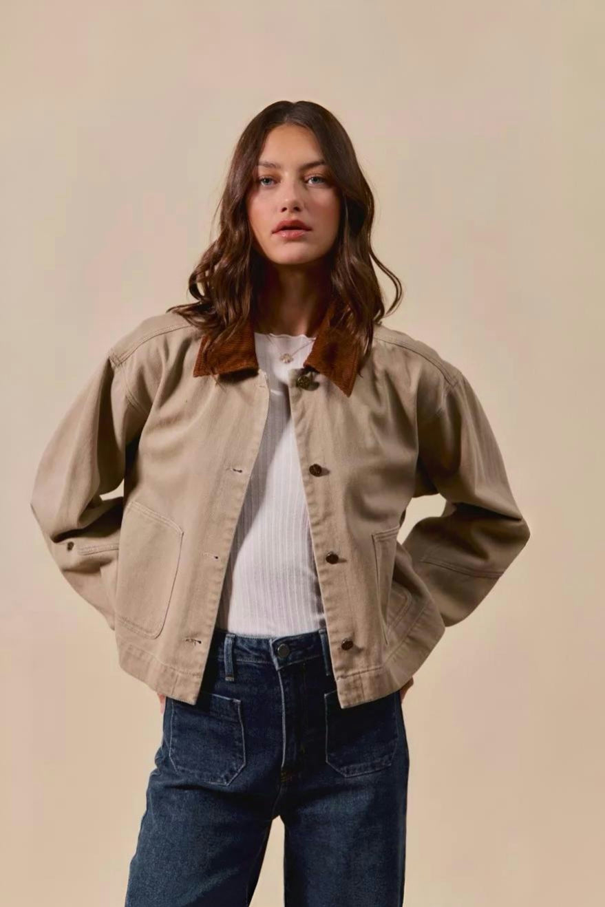 SO ME | Women's Brown Cropped Barn Jacket | Farm Brown