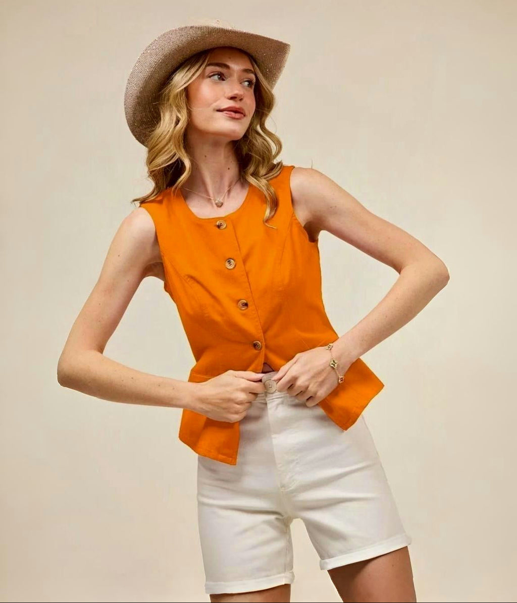 SO ME | Women's Orange Cotton Vest Top