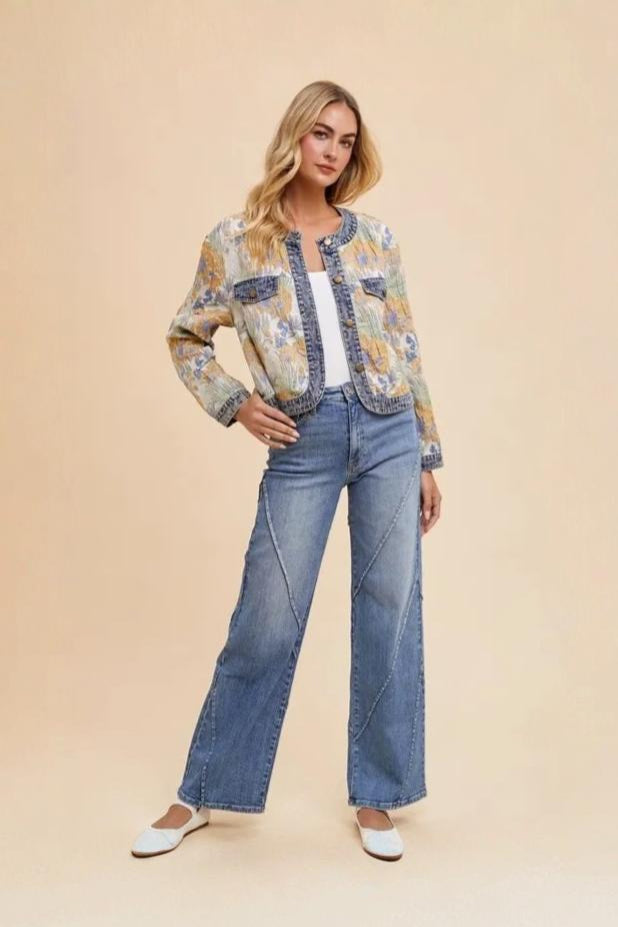 Annie Wear | Women's Decorative Seam Wide Leg Jeans