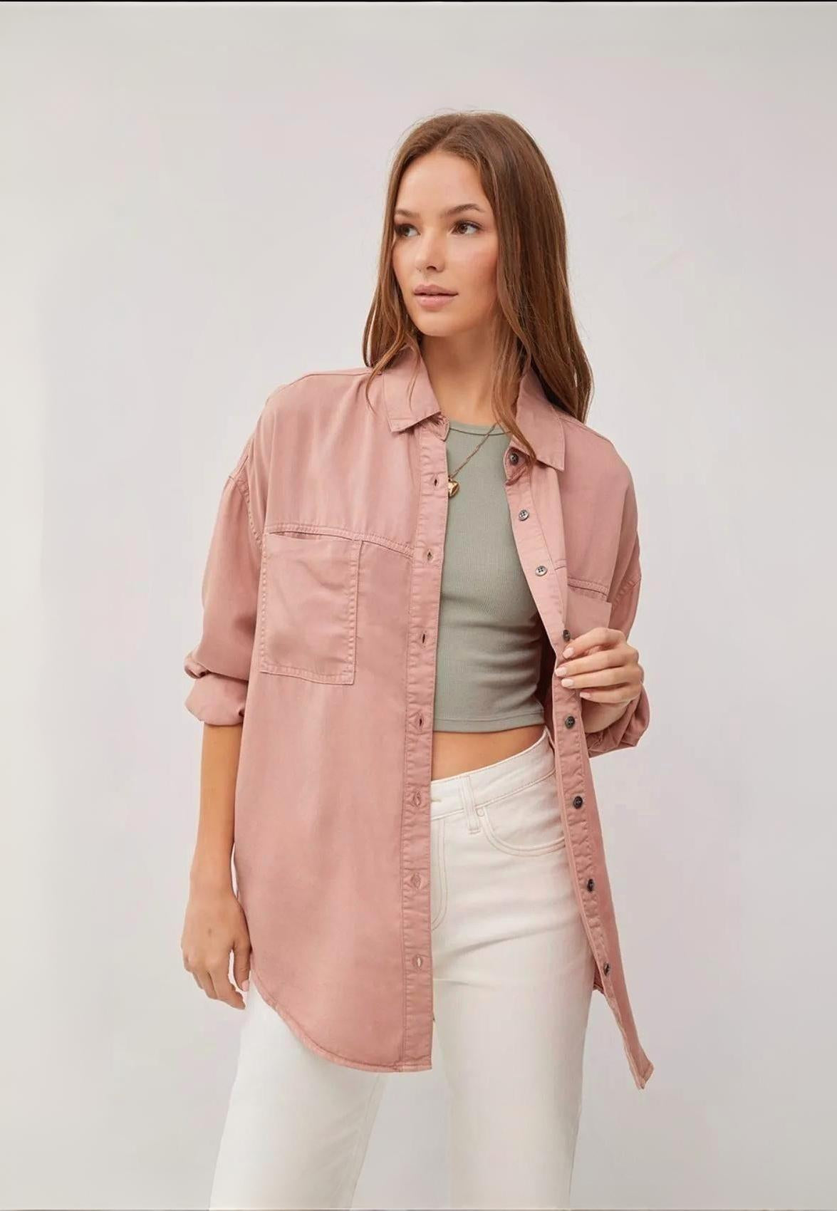 Women's Long Sleeve Shirt | Pink Mauve