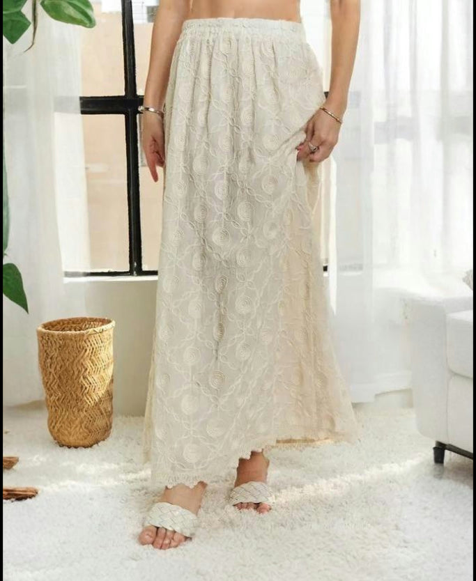 Women's Cotton Maxi Skirt | Embroidered