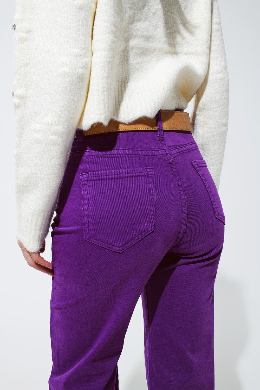 Q2 | Women's Purple Cropped Wide Leg Jeans