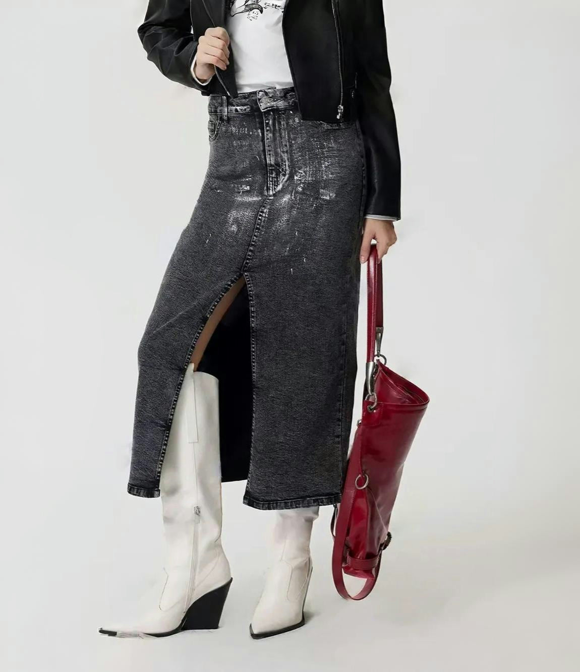 Women's Denim Skirt | Front Slit