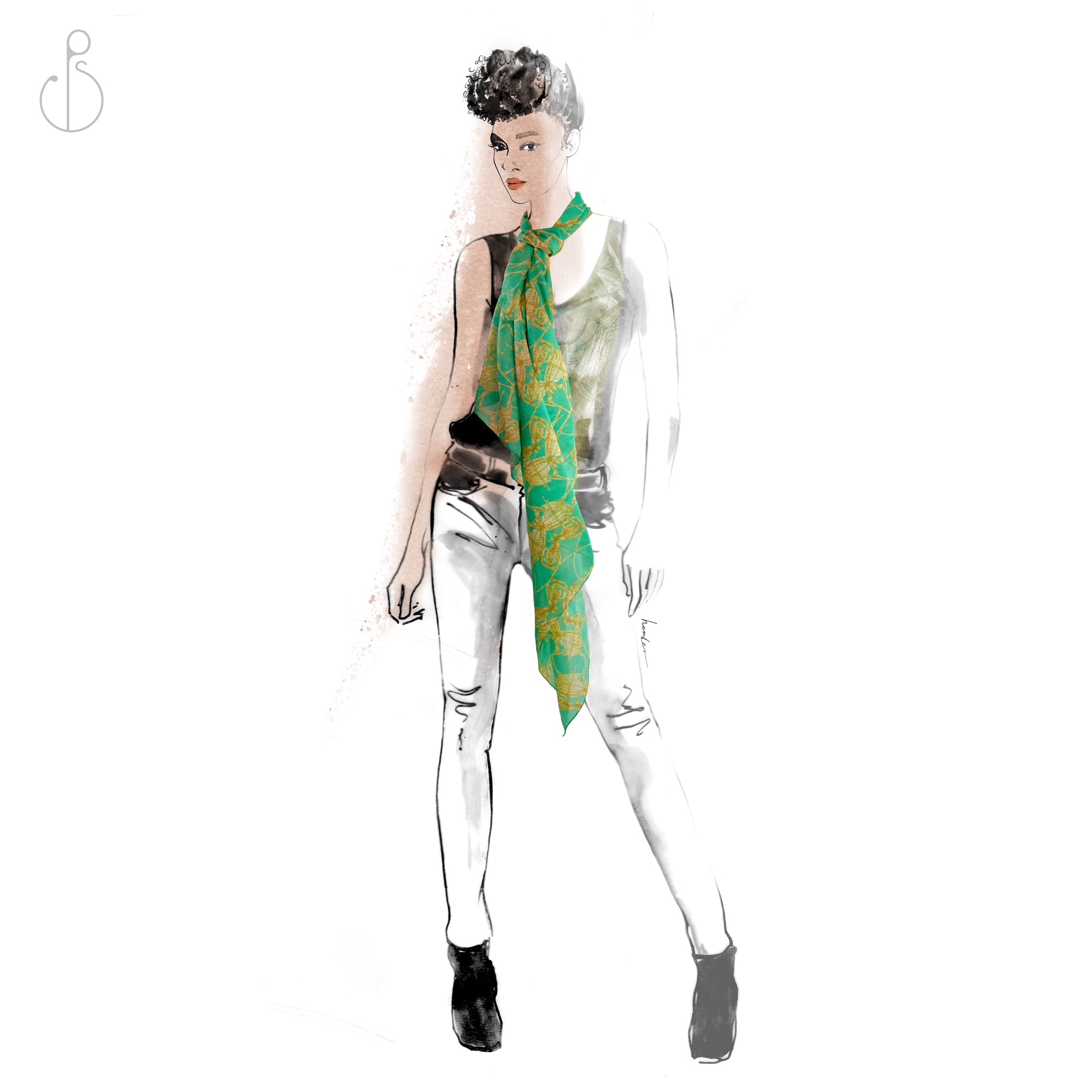 Philipp Sidler | Beech Tree Modal Scarf "Winged Crush" (55” X 55”)