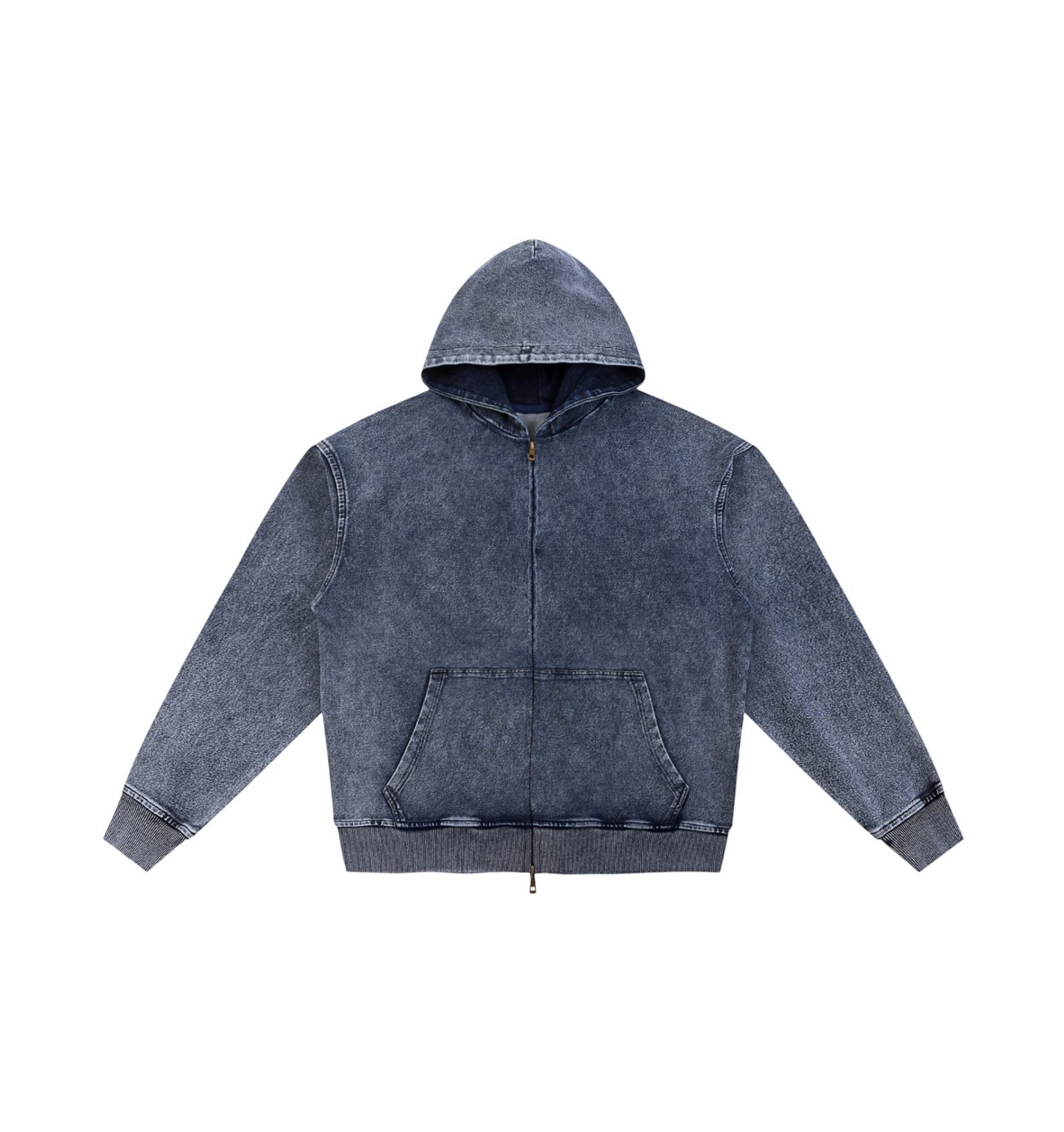 Gallo Jean | Snow Washed Oversized Cotton Blend Zip-Up Hoodie