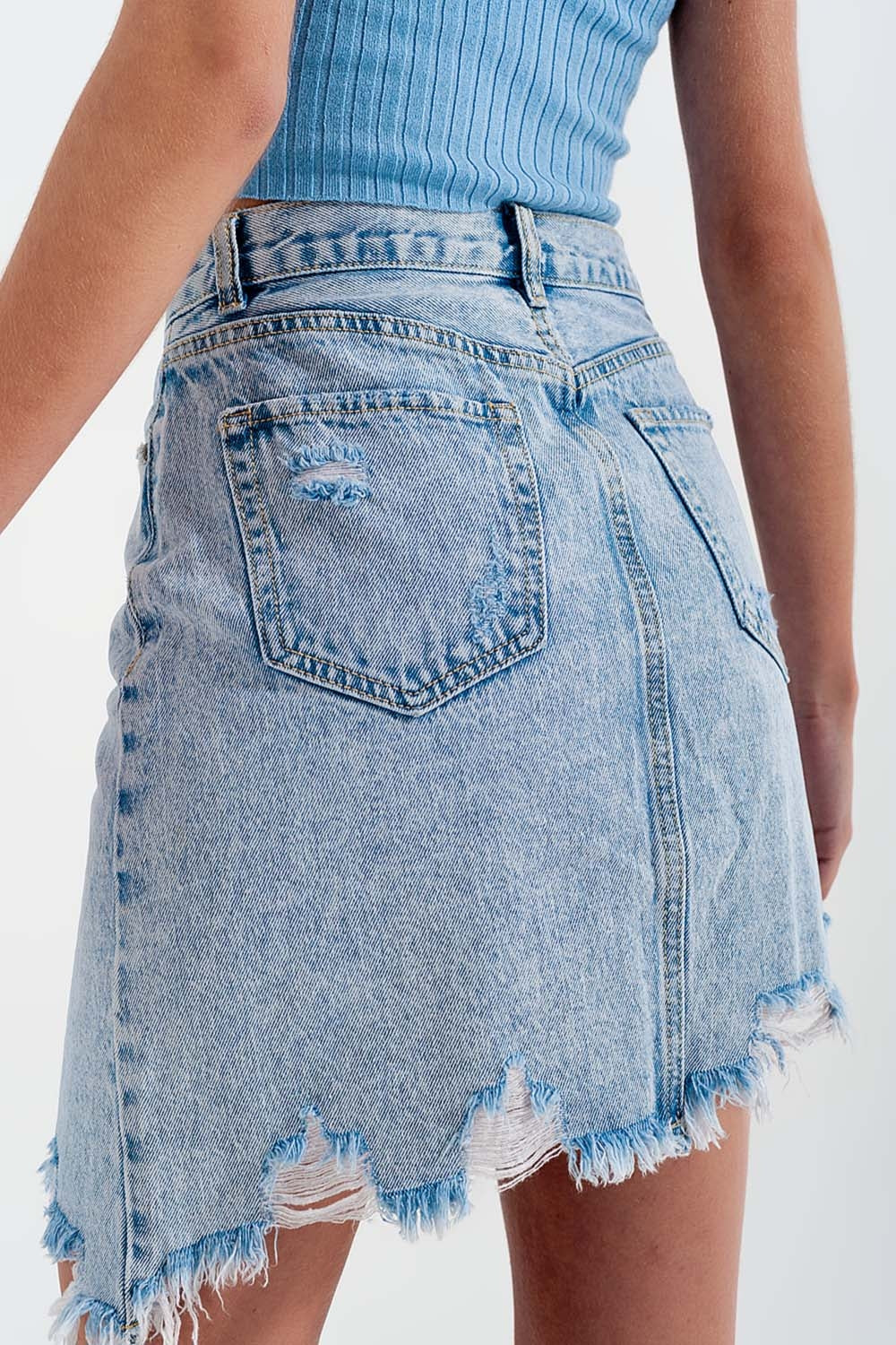 Q2 | Women's Distressed Denim Skirt