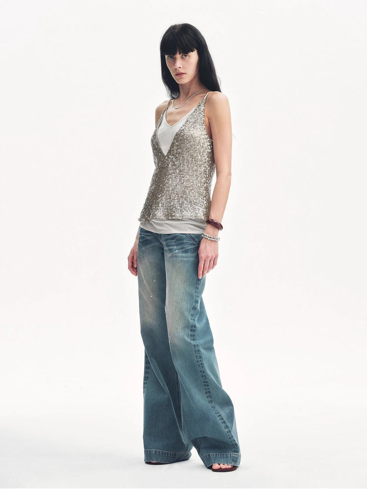 FIRELADY FUR | "Dream Catcher" Sequined Fake Two-Piece Tank Top