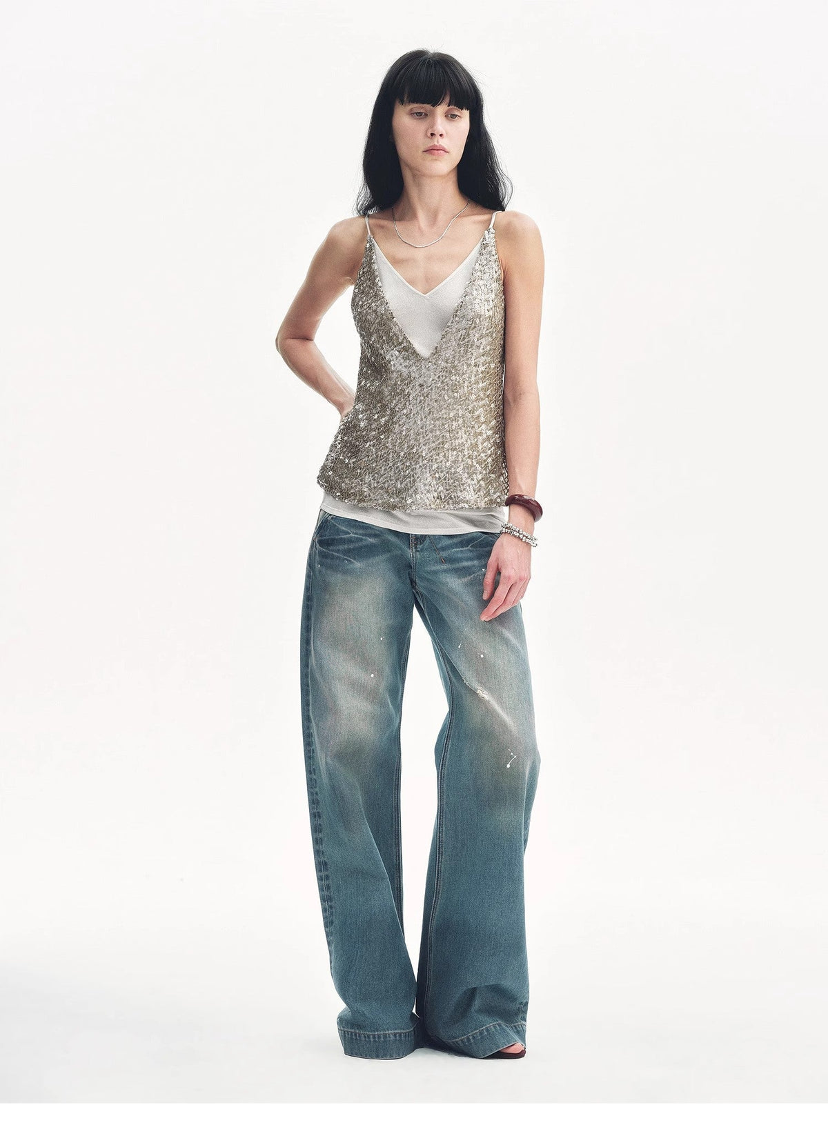 FIRELADY FUR | "Dream Catcher" Sequined Fake Two-Piece Tank Top
