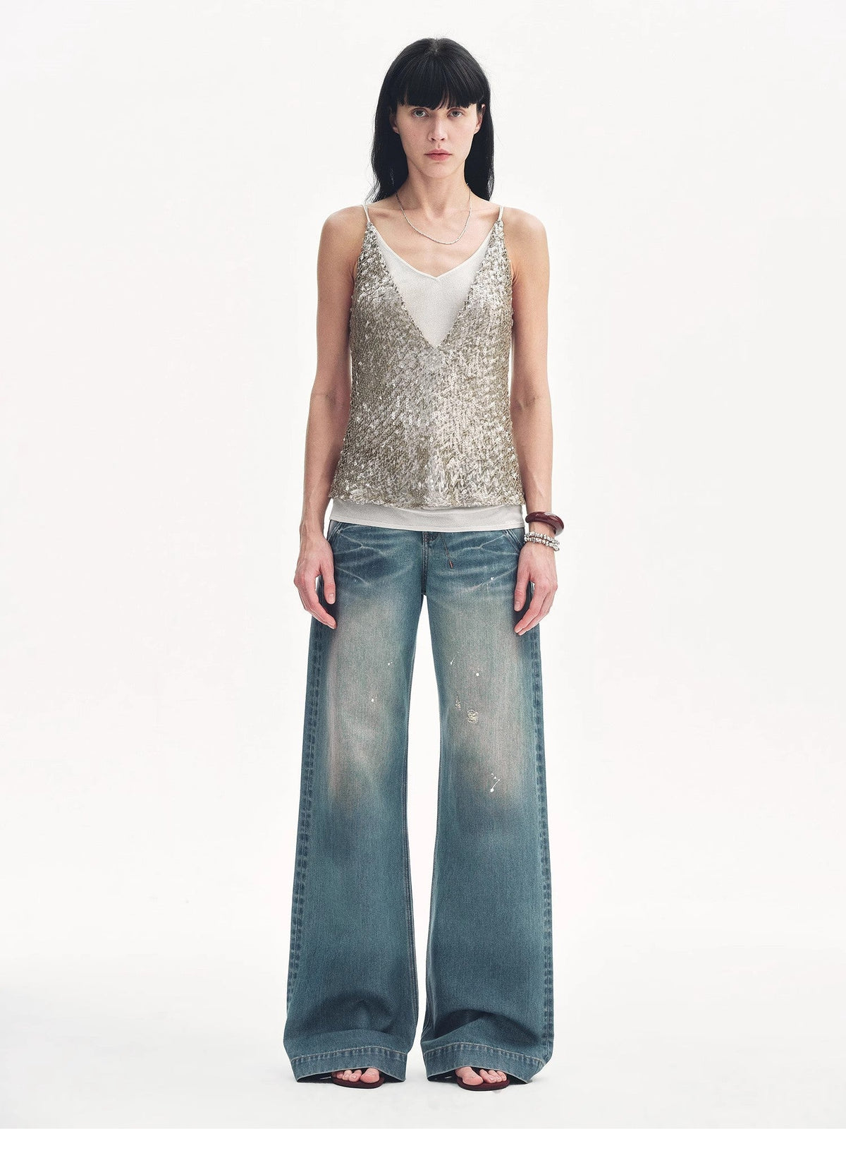 FIRELADY FUR | "Dream Catcher" Sequined Fake Two-Piece Tank Top