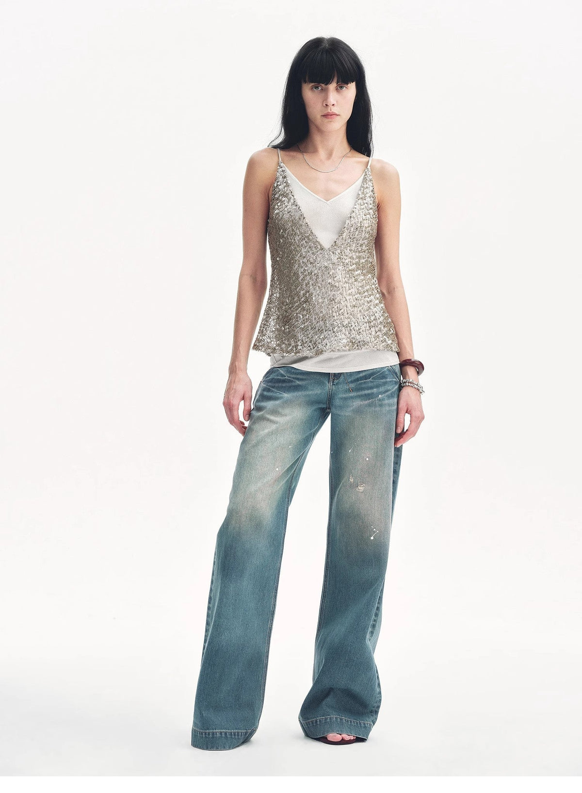 FIRELADY FUR | "Dream Catcher" Sequined Fake Two-Piece Tank Top