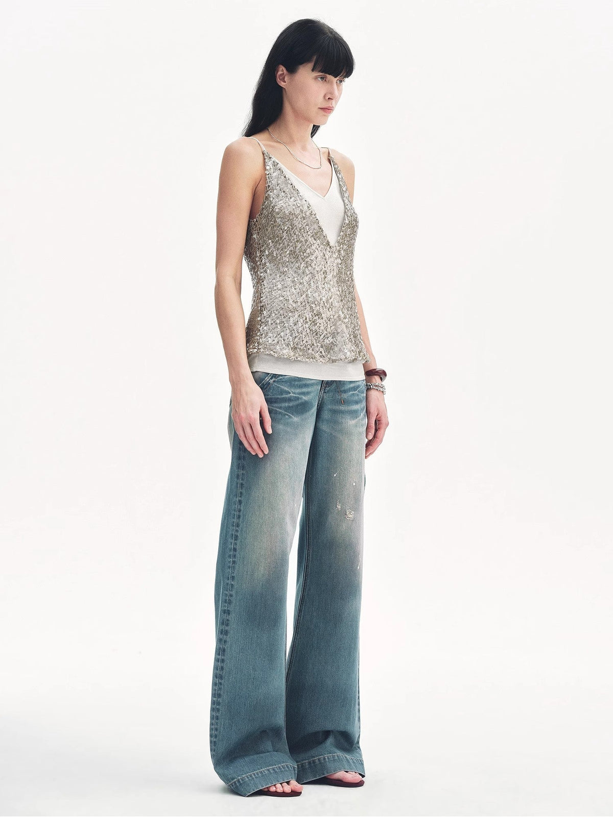 FIRELADY FUR | "Dream Catcher" Sequined Fake Two-Piece Tank Top