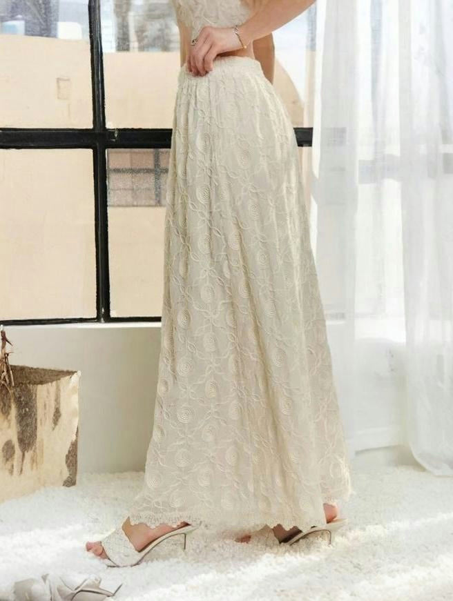 Women's Cotton Maxi Skirt | Embroidered