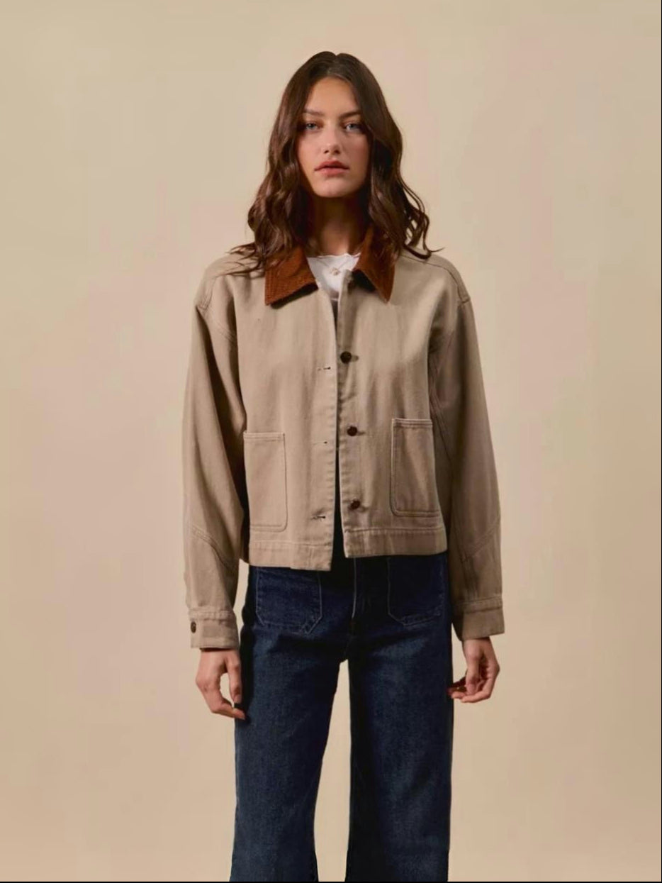 SO ME | Women's Brown Cropped Barn Jacket | Farm Brown