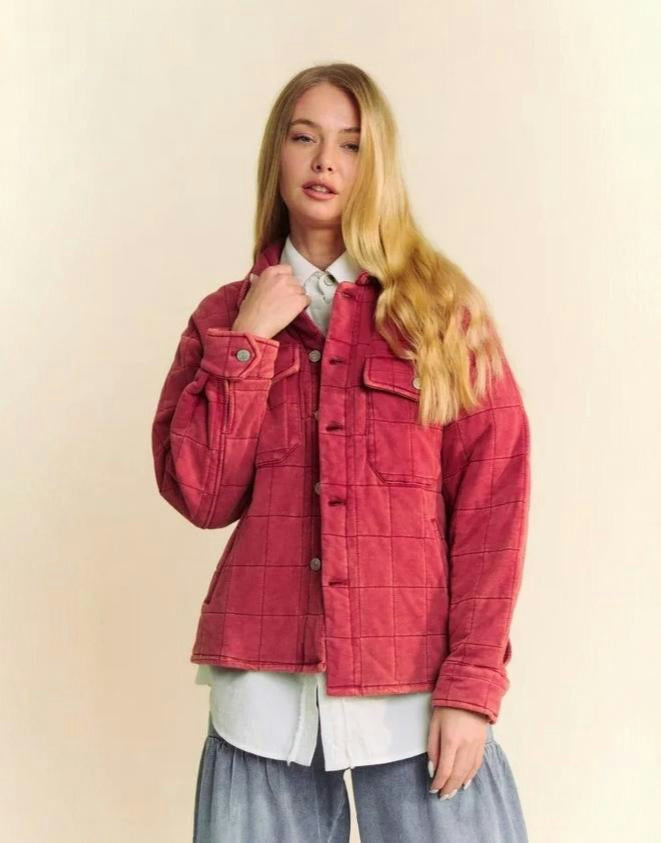 Davi & Dani | Women's Quilted Cotton Shacket w/ Chest Pockets