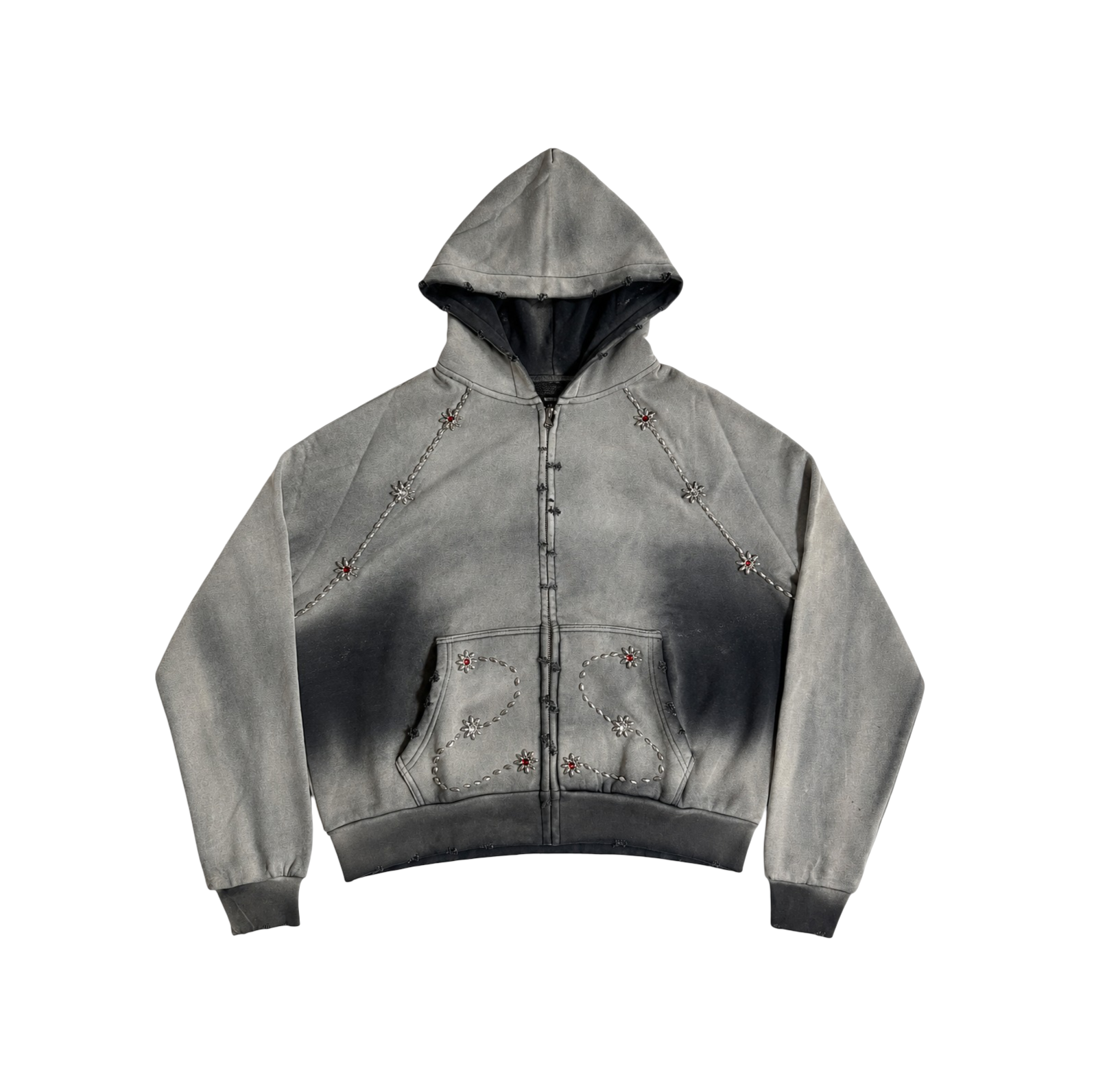BRAINWASHED | Grey Sunflower Zip Up Hoodie