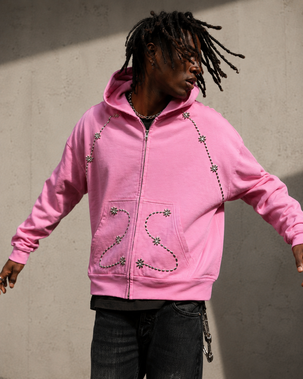 BRAINWASHED | Pink Sunflower Zip Up Hoodie