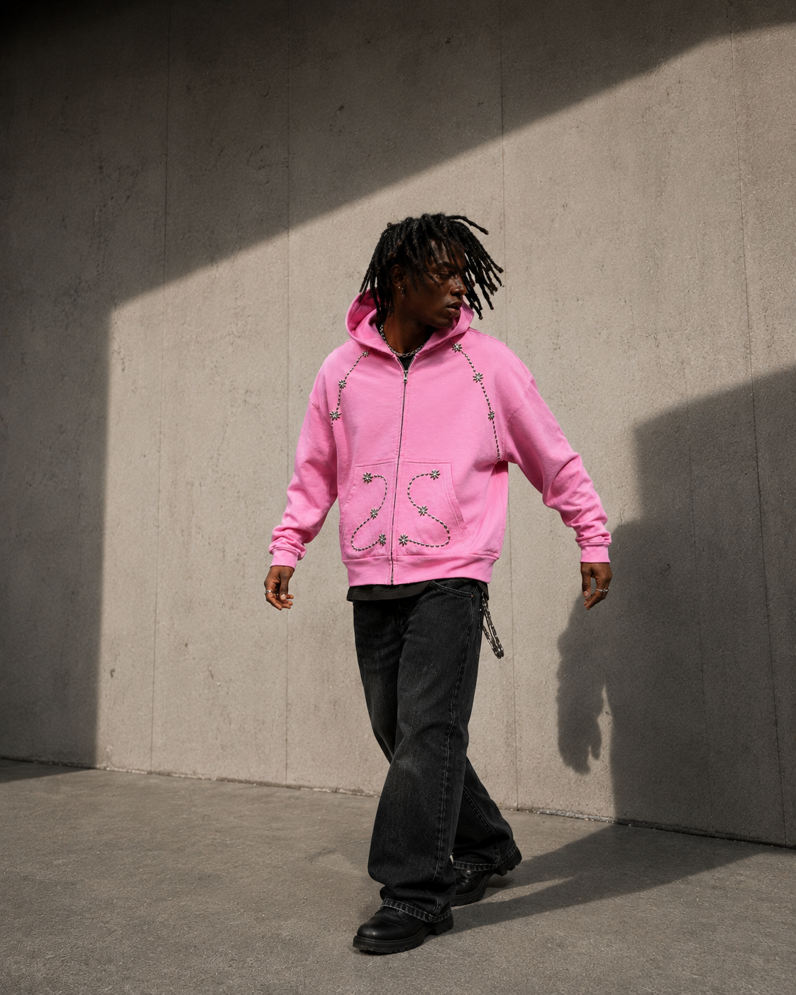 BRAINWASHED | Pink Sunflower Zip Up Hoodie