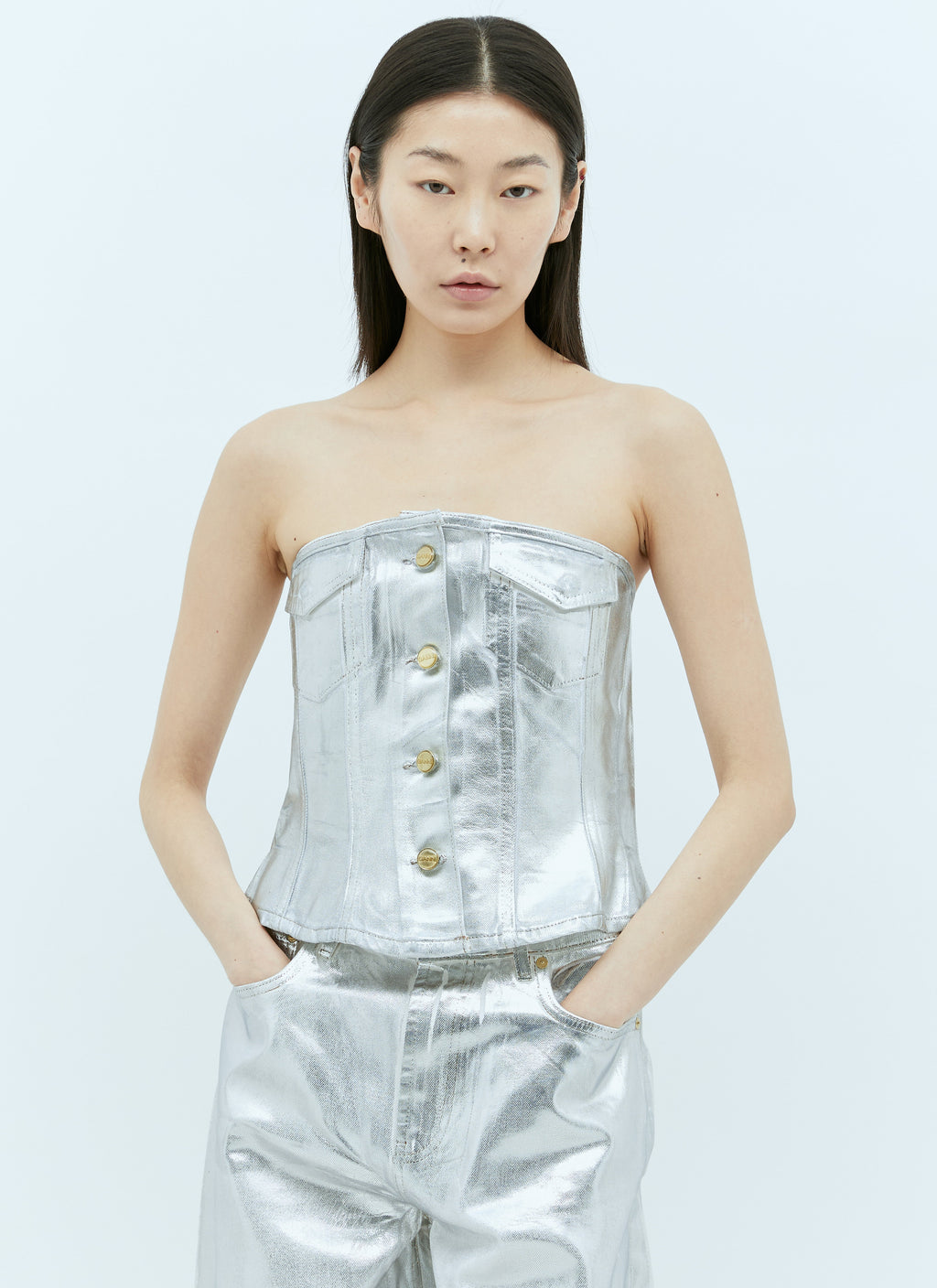 GANNI | Women's Foil Denim Corsage