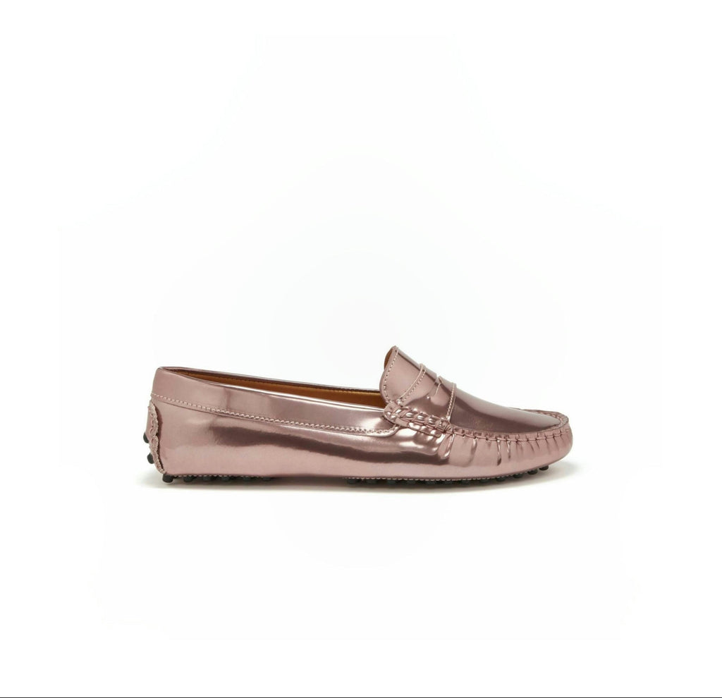 Hugs & Co. | Women's Rose Gold Patent Leather Penny Driving Loafers