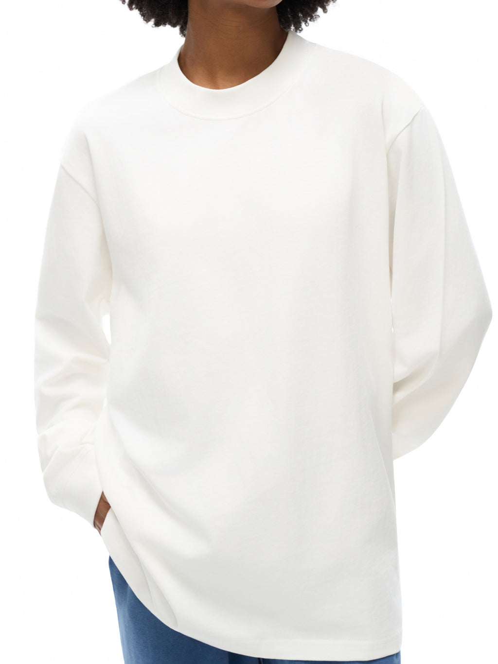 Cotton Sweatshirt | Plain Mock Neck