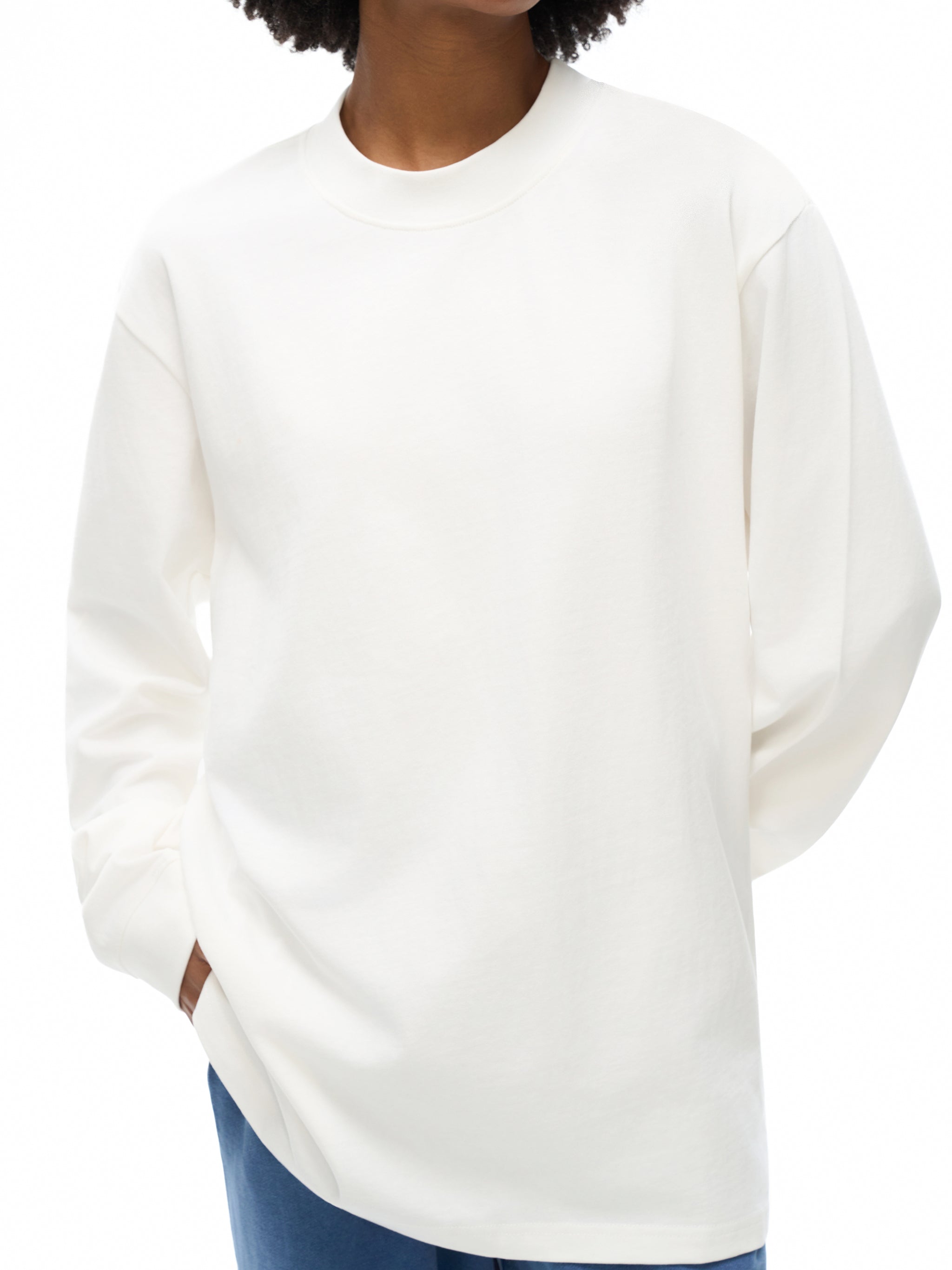 Cotton Sweatshirt | Plain Mock Neck